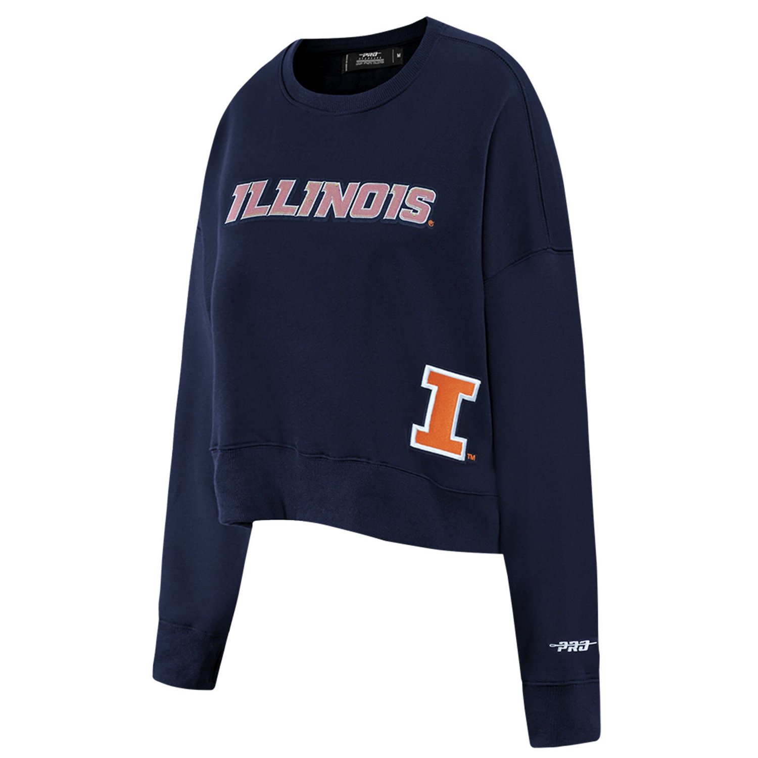 Pro Standard Illinois Fighting Illini Sequin Boxy Cropped Pullover Sweatshirt