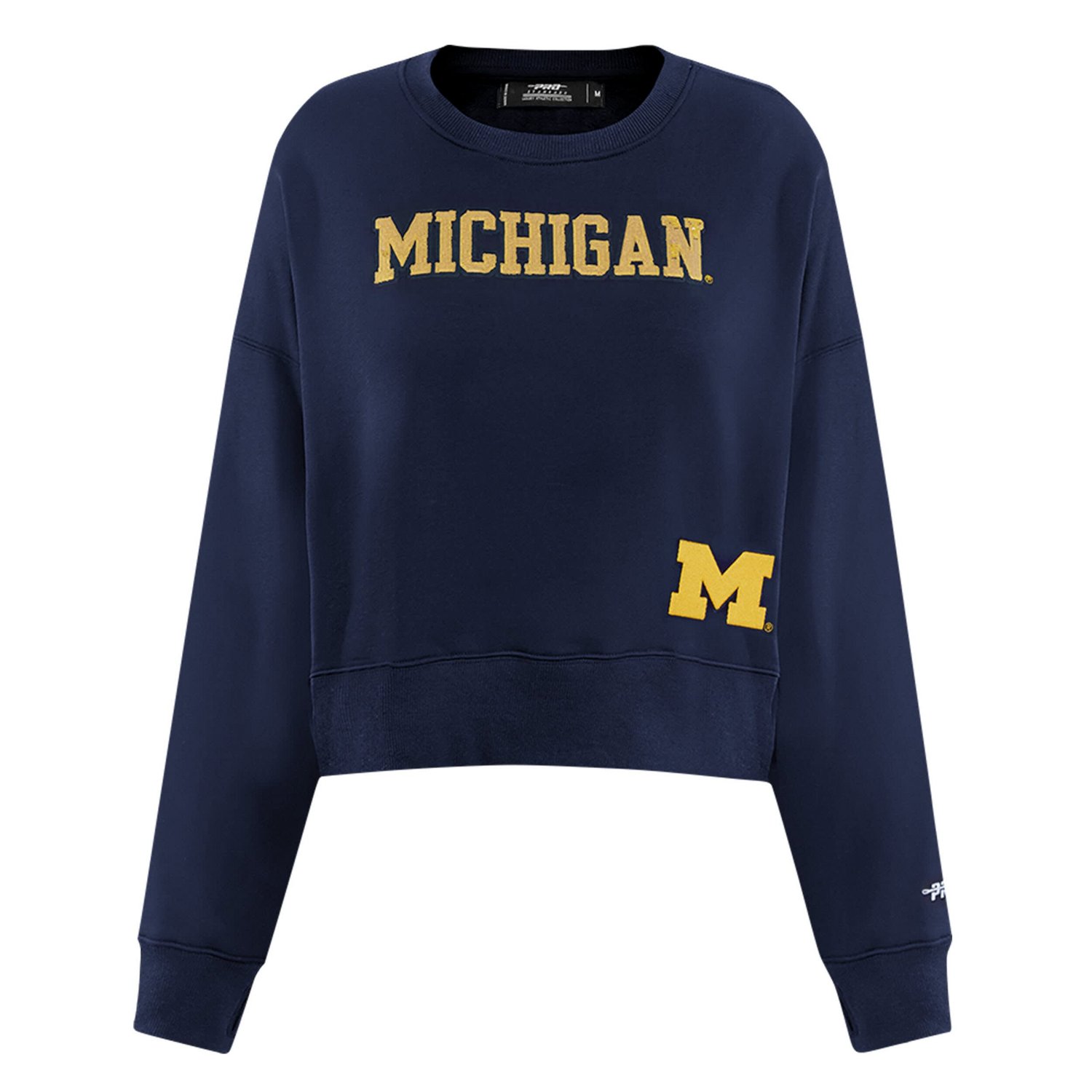 Pro Standard Michigan Wolverines Sequin Boxy Cropped Pullover Sweatshirt - view number 3