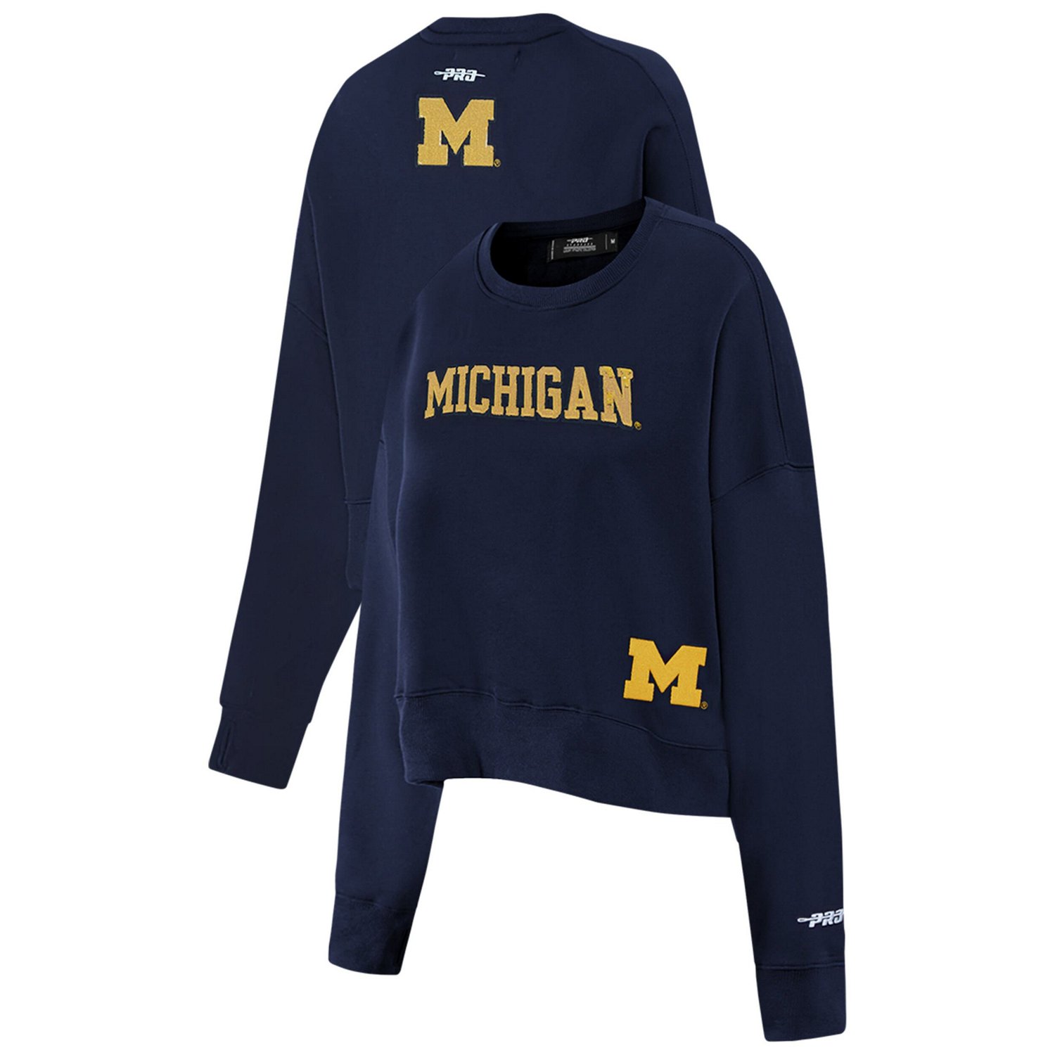 Pro Standard Michigan Wolverines Sequin Boxy Cropped Pullover Sweatshirt