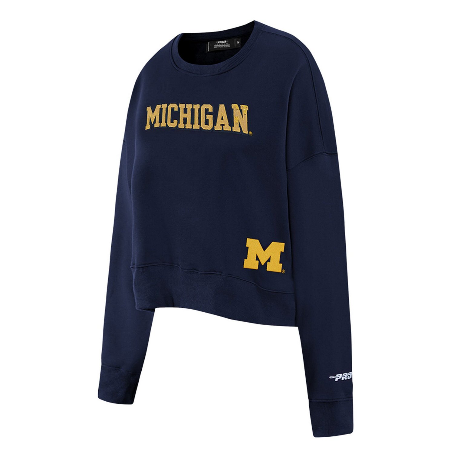 Pro Standard Michigan Wolverines Sequin Boxy Cropped Pullover Sweatshirt - view number 2