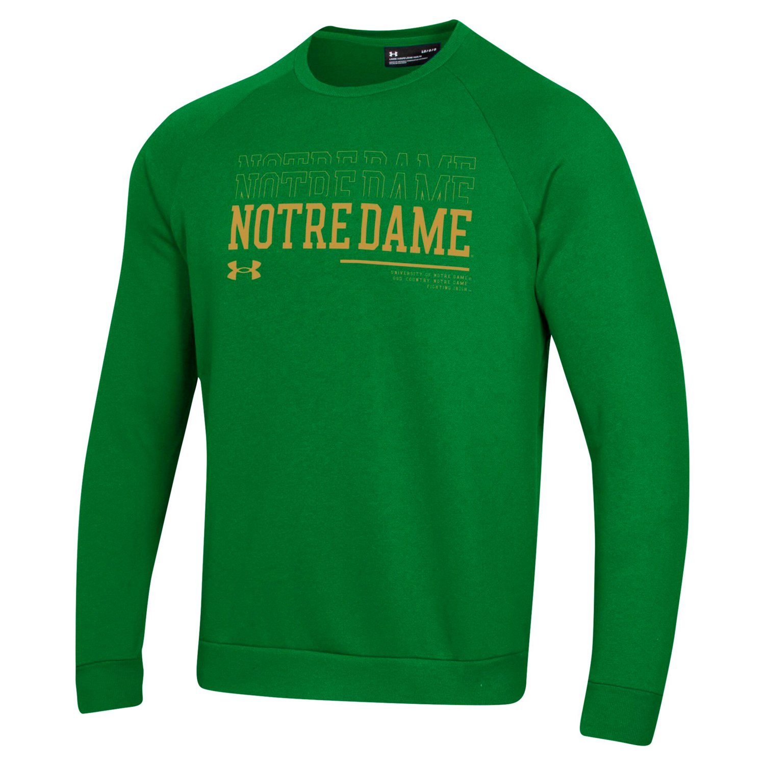 Under Armour Notre Dame Fighting Irish 2024 25 Sideline Wordmark Rival Raglan Pullover Sweatshirt - view number 2