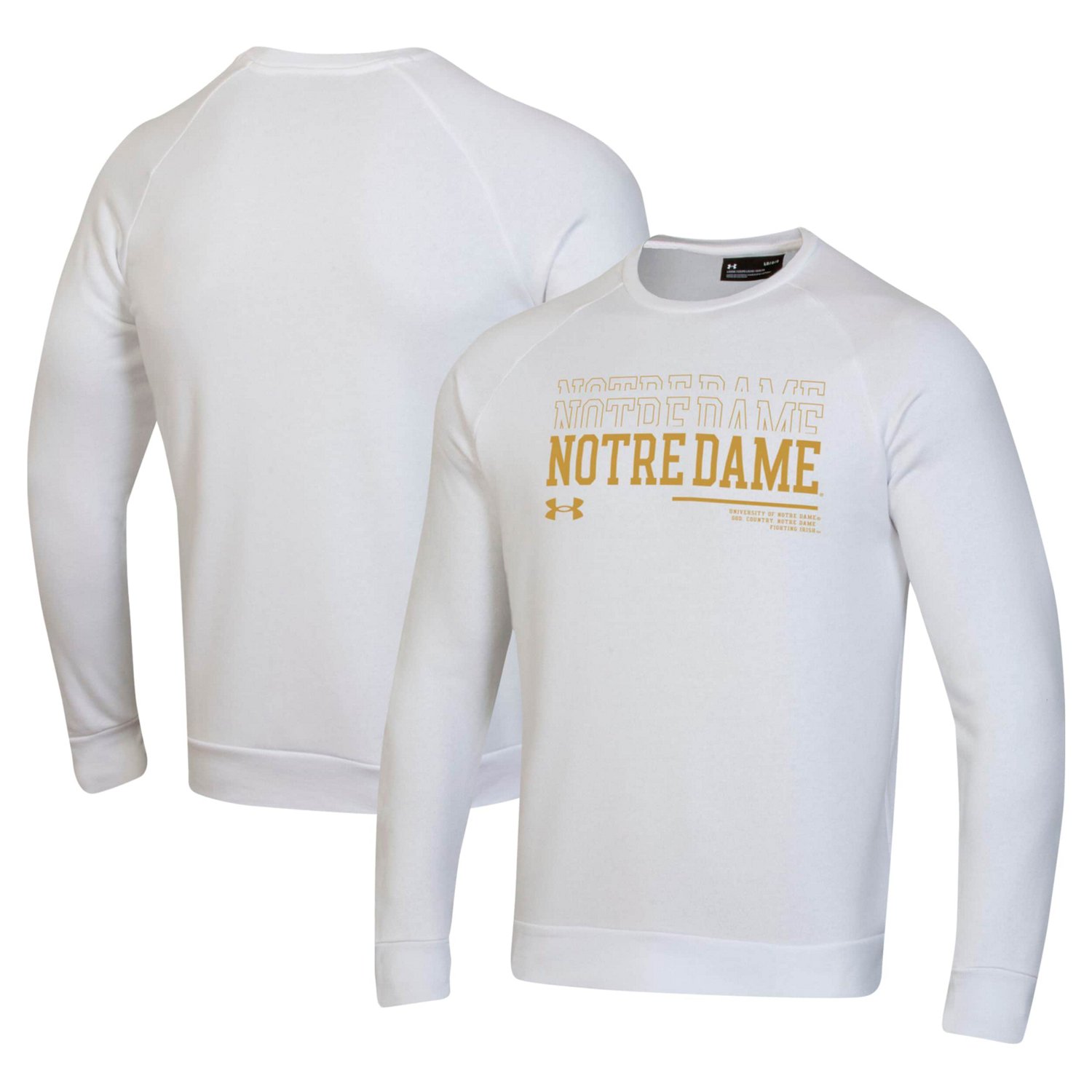 Under Armour Notre Dame Fighting Irish 2024 25 Sideline Wordmark Rival Raglan Pullover Sweatshirt - view number 1