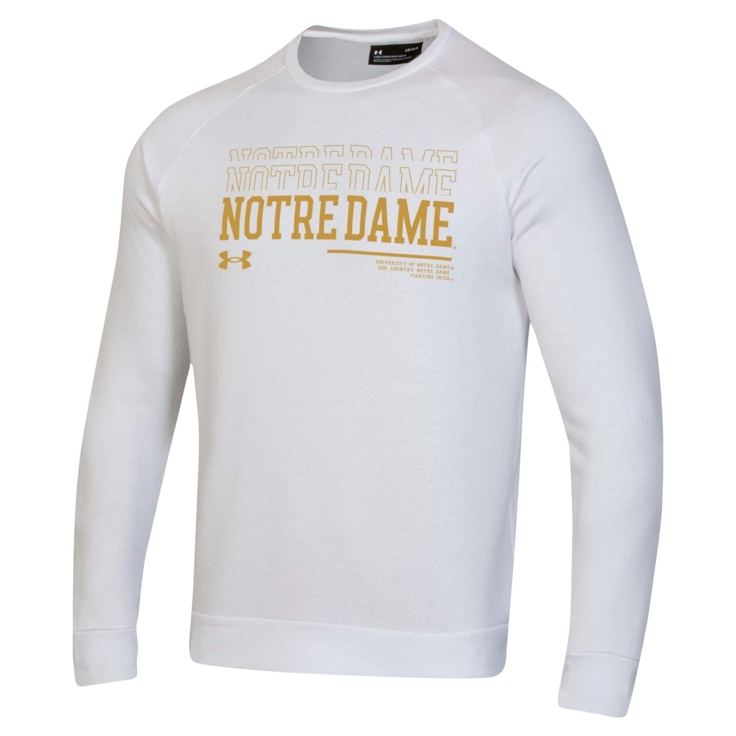 Under Armour Notre Dame Fighting Irish 2024 25 Sideline Wordmark Rival Raglan Pullover Sweatshirt - view number 2