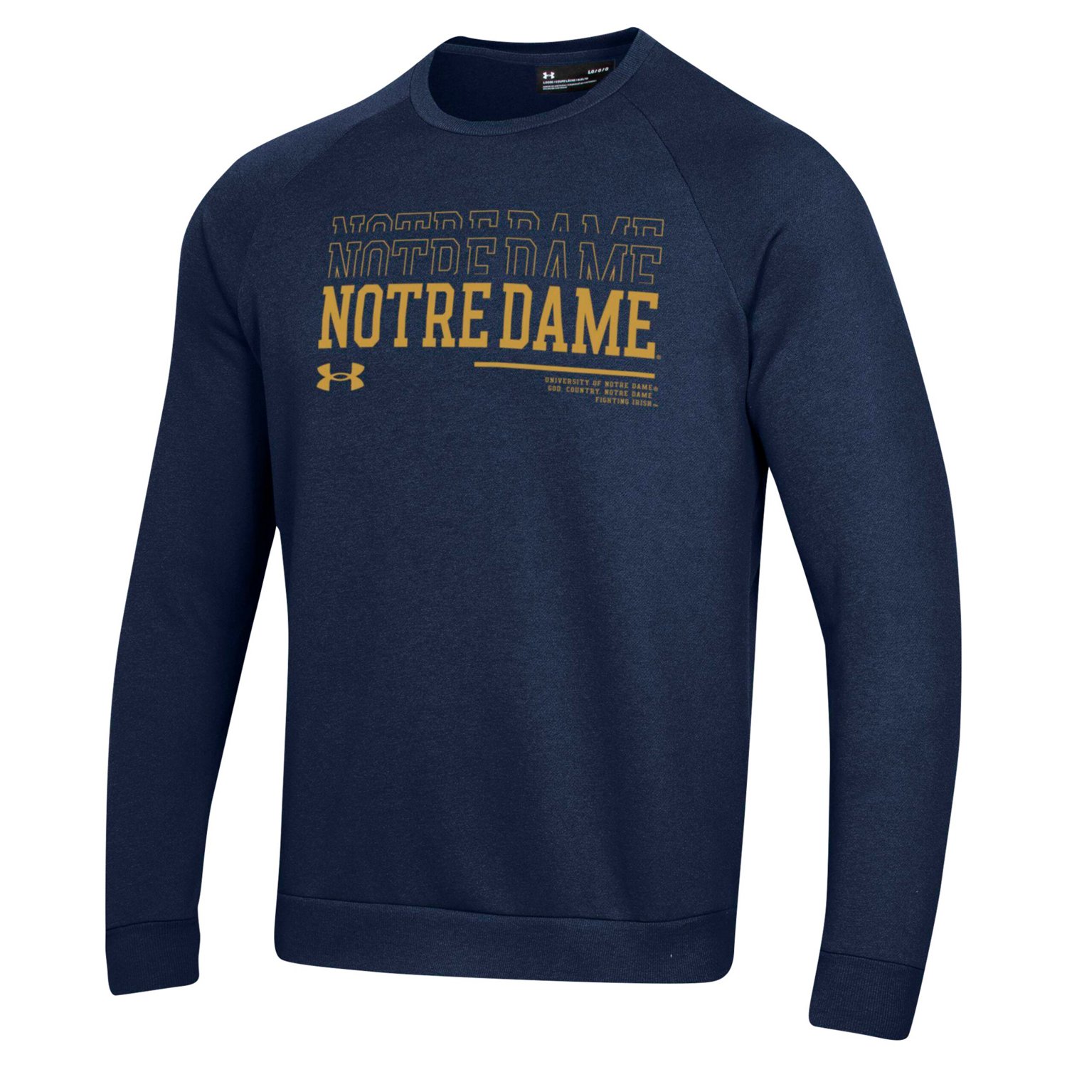 Under Armour Notre Dame Fighting Irish 2024 25 Sideline Wordmark Rival Raglan Pullover Sweatshirt - view number 2