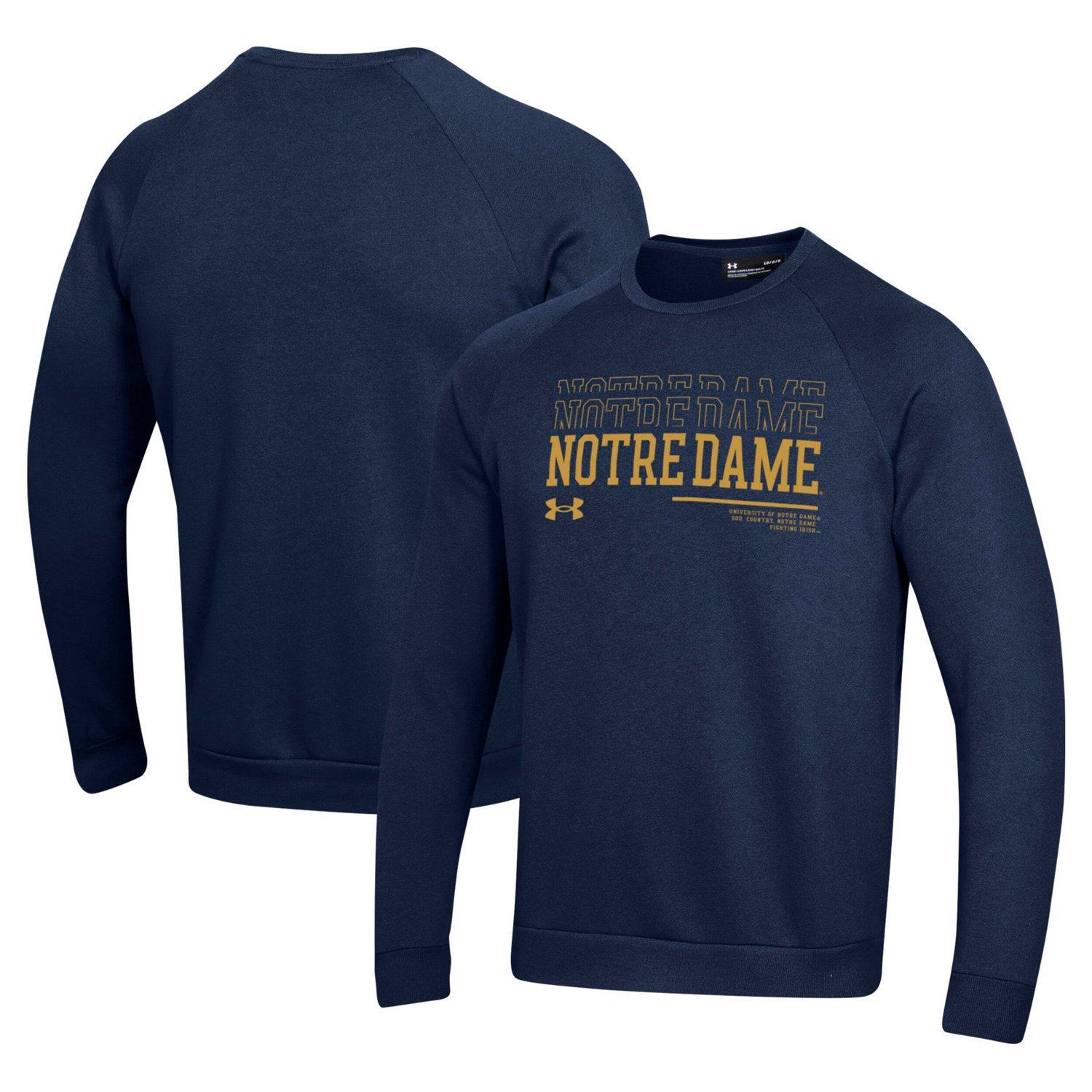 Under Armour Notre Dame Fighting Irish 2024 25 Sideline Wordmark Rival Raglan Pullover Sweatshirt - view number 1