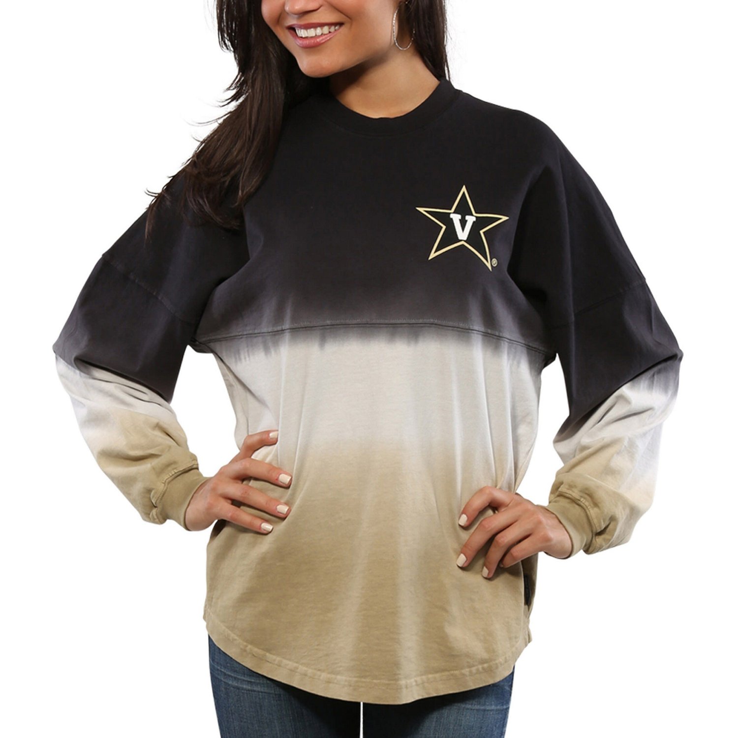 Women's Black Chicago White Sox Oversized Long Sleeve Ombre Spirit Jersey T- Shirt