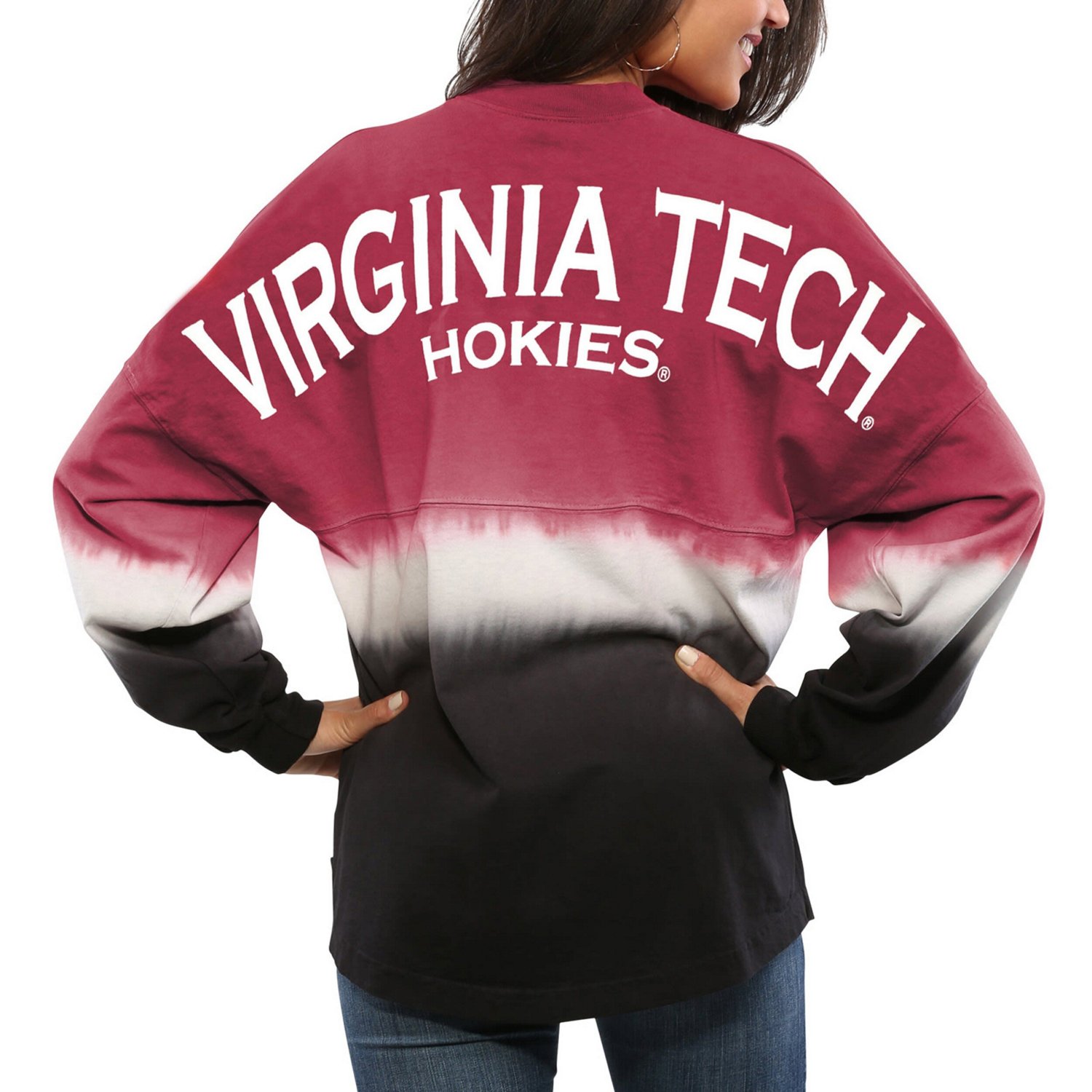 Virginia Tech Hokies Ombre Long Sleeve Dip-Dyed Spirit Jersey