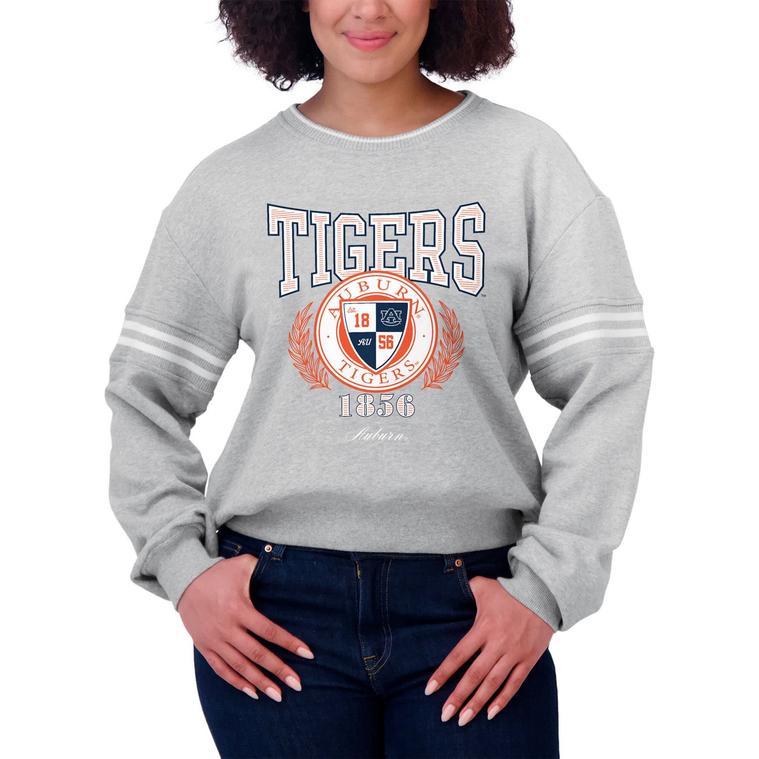 WEAR by Erin Andrews Auburn Tigers Classic Stripe Pullover Sweater - view number 4