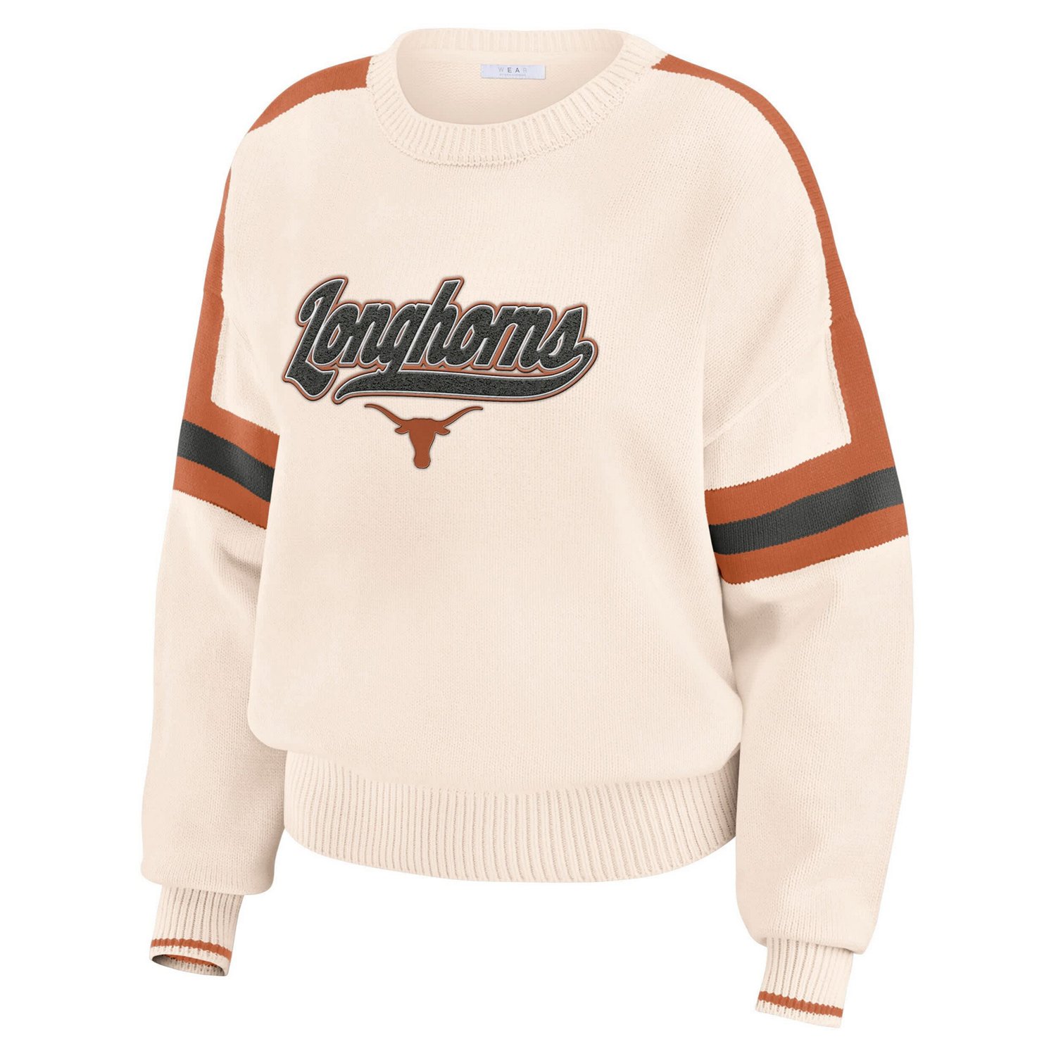 WEAR by Erin Andrews Texas Longhorns Chenille Woven Patch Stripe Pullover Sweater                                                - view number 2