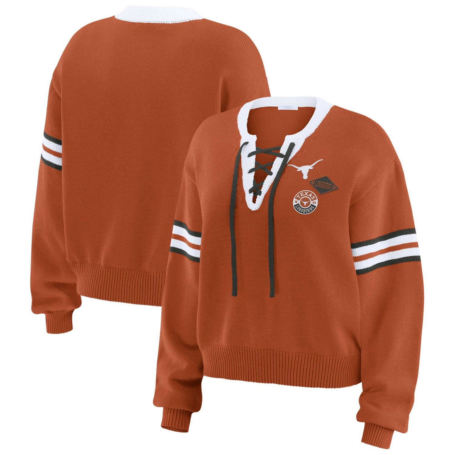 WEAR by Erin Andrews Texas Longhorns Lace-Up Pullover Sweater
