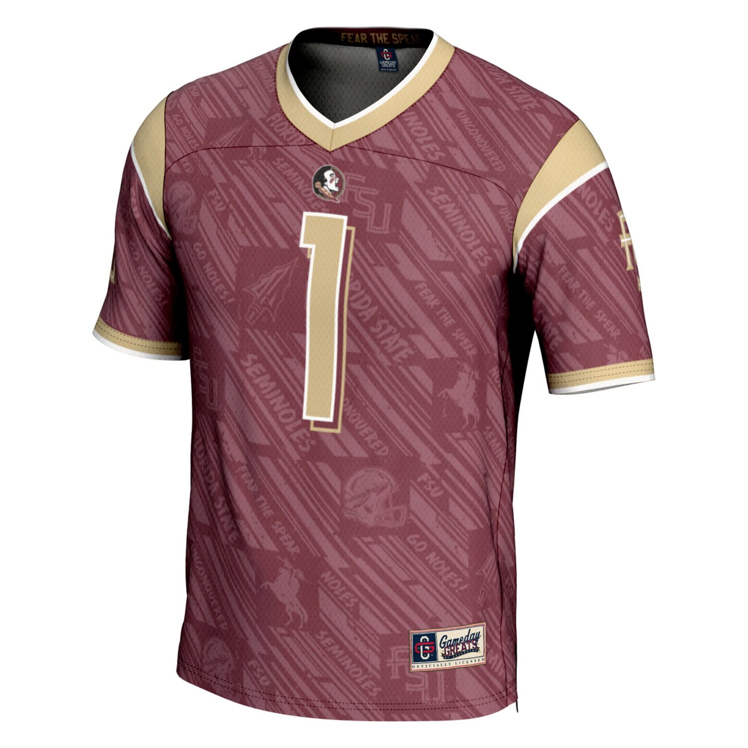 Youth GameDay Greats 1 Florida State Seminoles Highlight Print Football Fashion Jersey - view number 2