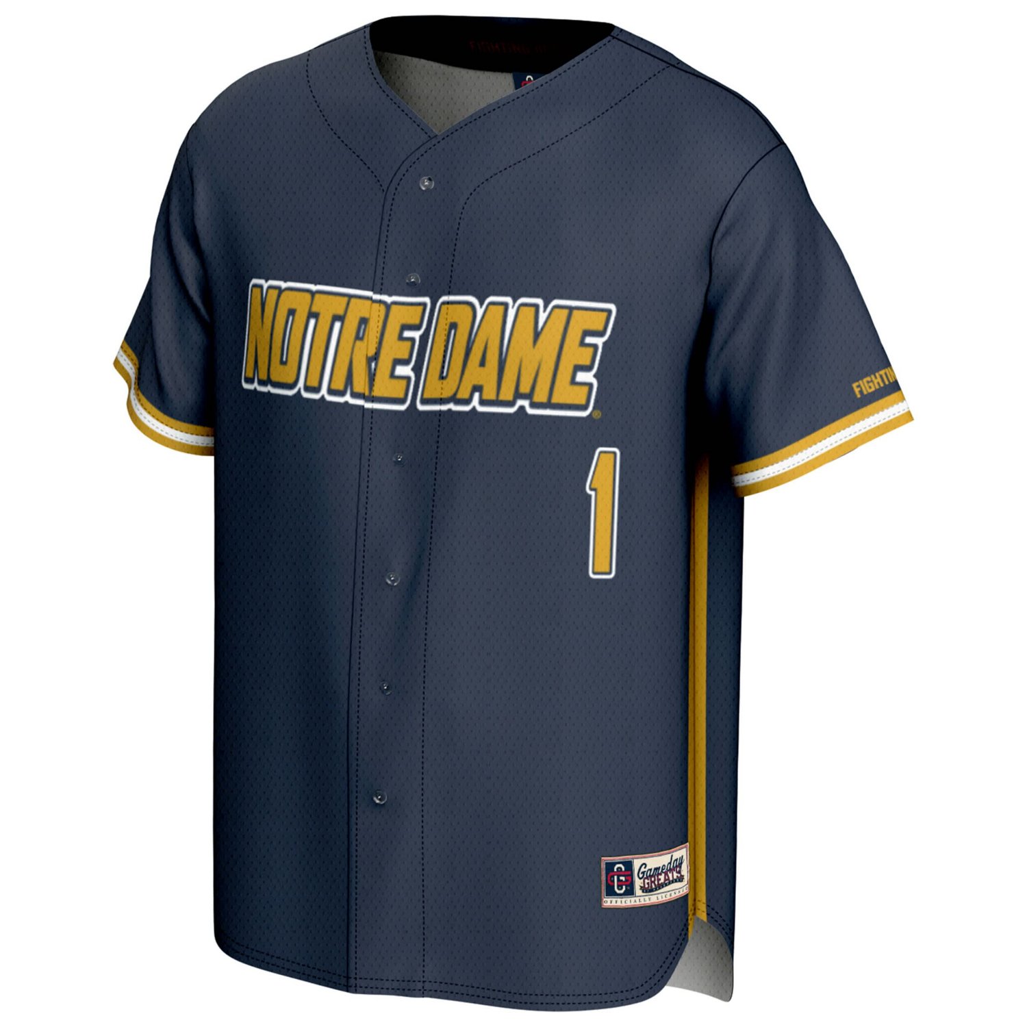 Youth GameDay Greats 1 Notre Dame Fighting Irish Lightweight Baseball Fashion Jersey - view number 2
