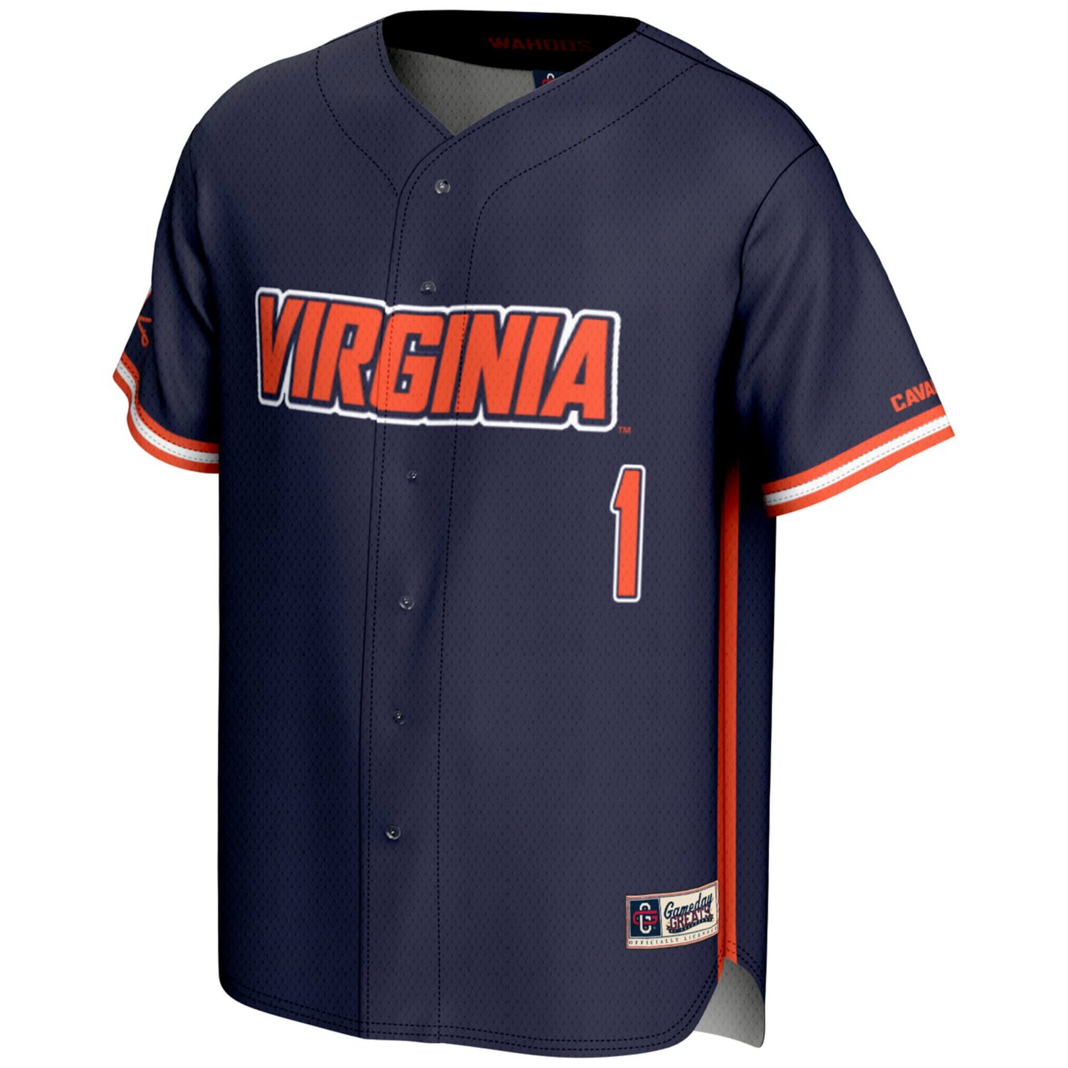 Youth GameDay Greats 1 Virginia Cavaliers Lightweight Baseball Jersey - view number 2