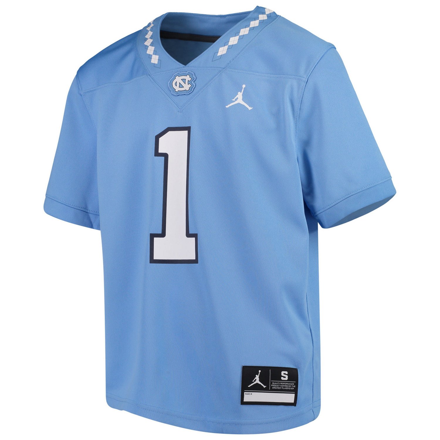 Youth Jordan Brand 1 Carolina North Carolina Tar Heels Team Replica Football Jersey - view number 2