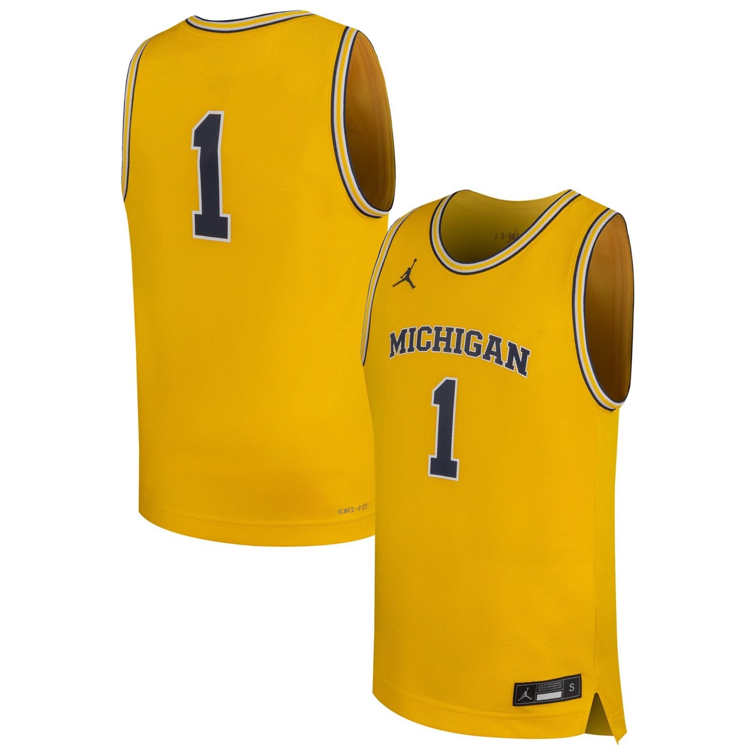 Youth Jordan Brand 1 Michigan Wolverines Replica Basketball Jersey