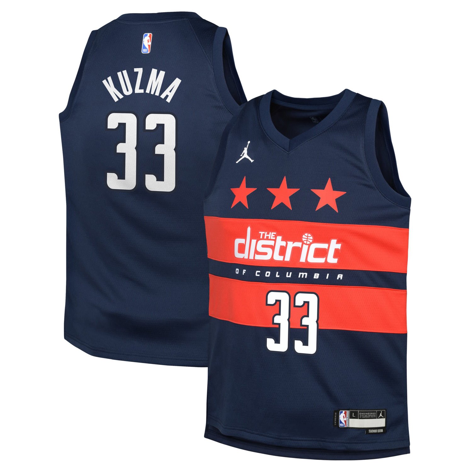 Youth Jordan Brand Kyle Kuzma Washington Wizards Swingman Jersey - Statement Edition - view number 1
