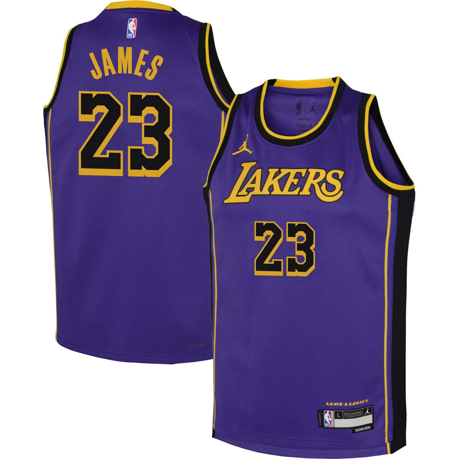 Youth Jordan Brand LeBron James Los Angeles Lakers Swingman Jersey - Statement Edition