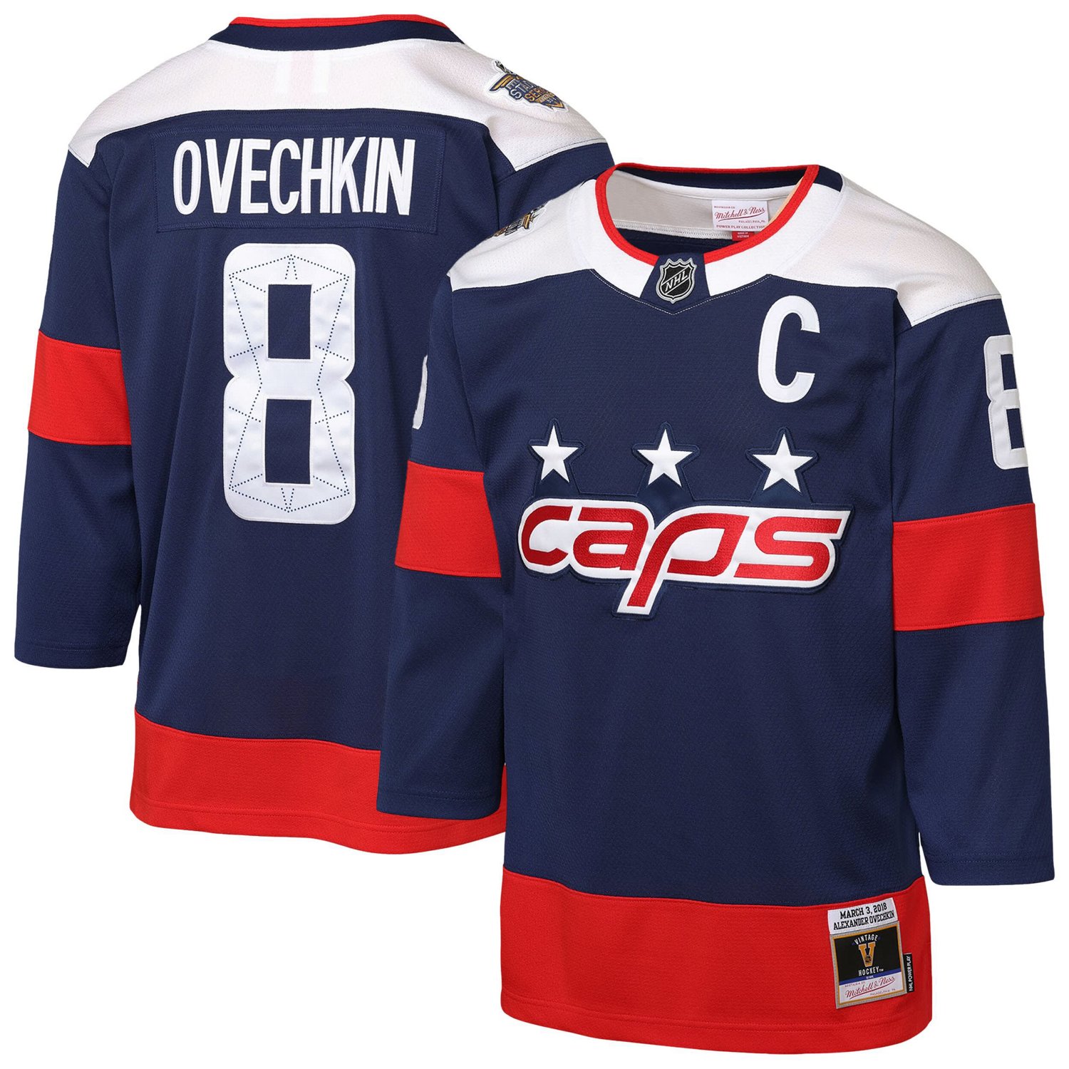Youth Mitchell  Ness Alexander Ovechkin Washington Capitals 2018 NHL Stadium Series Power Play 20 Player Jersey