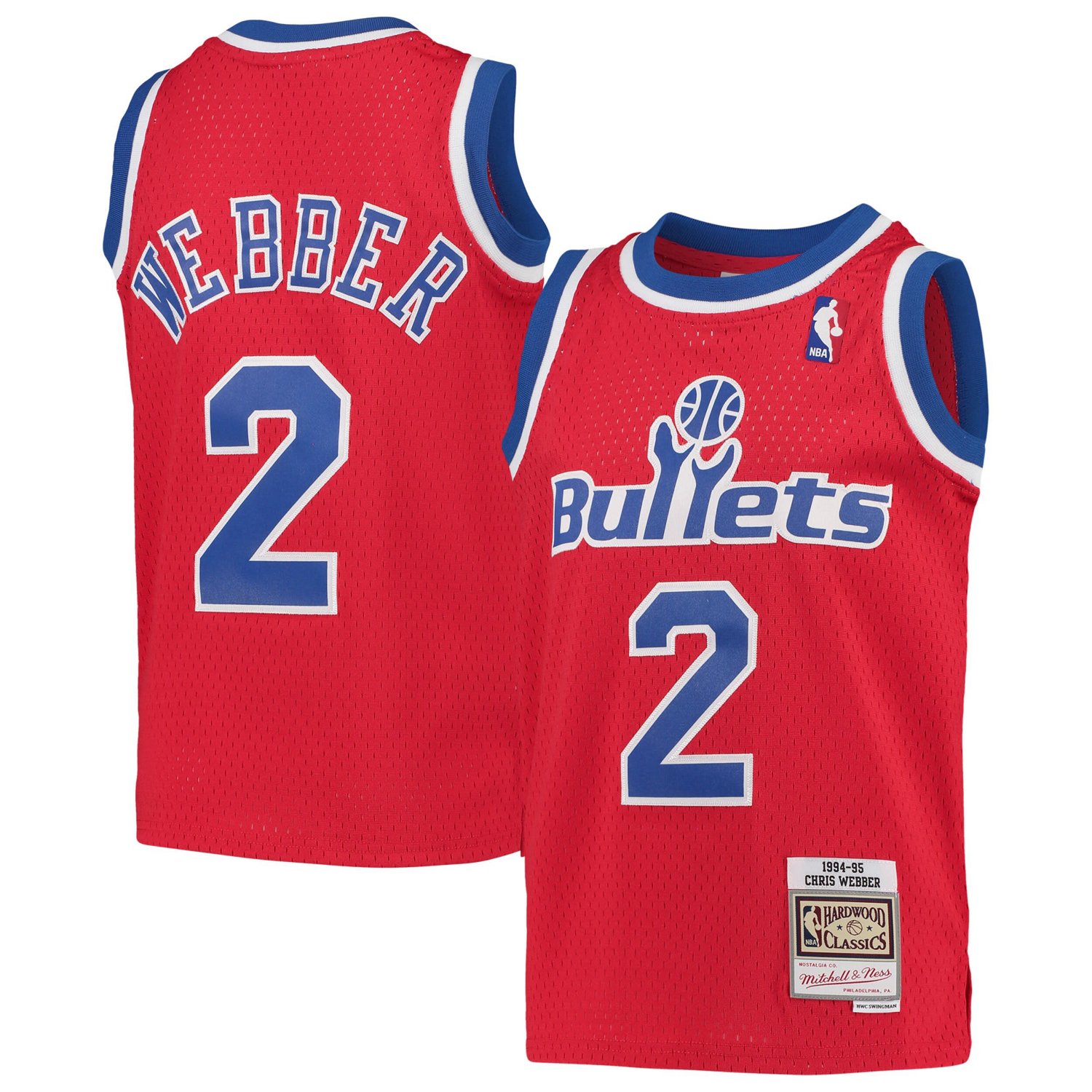 Youth Mitchell  Ness Chris Webber Washington Bullets 1994/95 Hardwood Classics Swingman Jersey                                   - view number 1