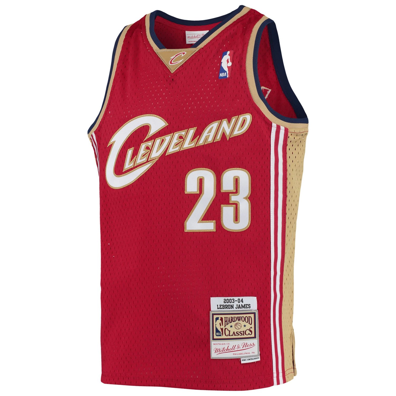 Youth Mitchell  Ness LeBron James Wine Cleveland Cavaliers 2003-04 Hardwood Classics Swingman Jersey - view number 2