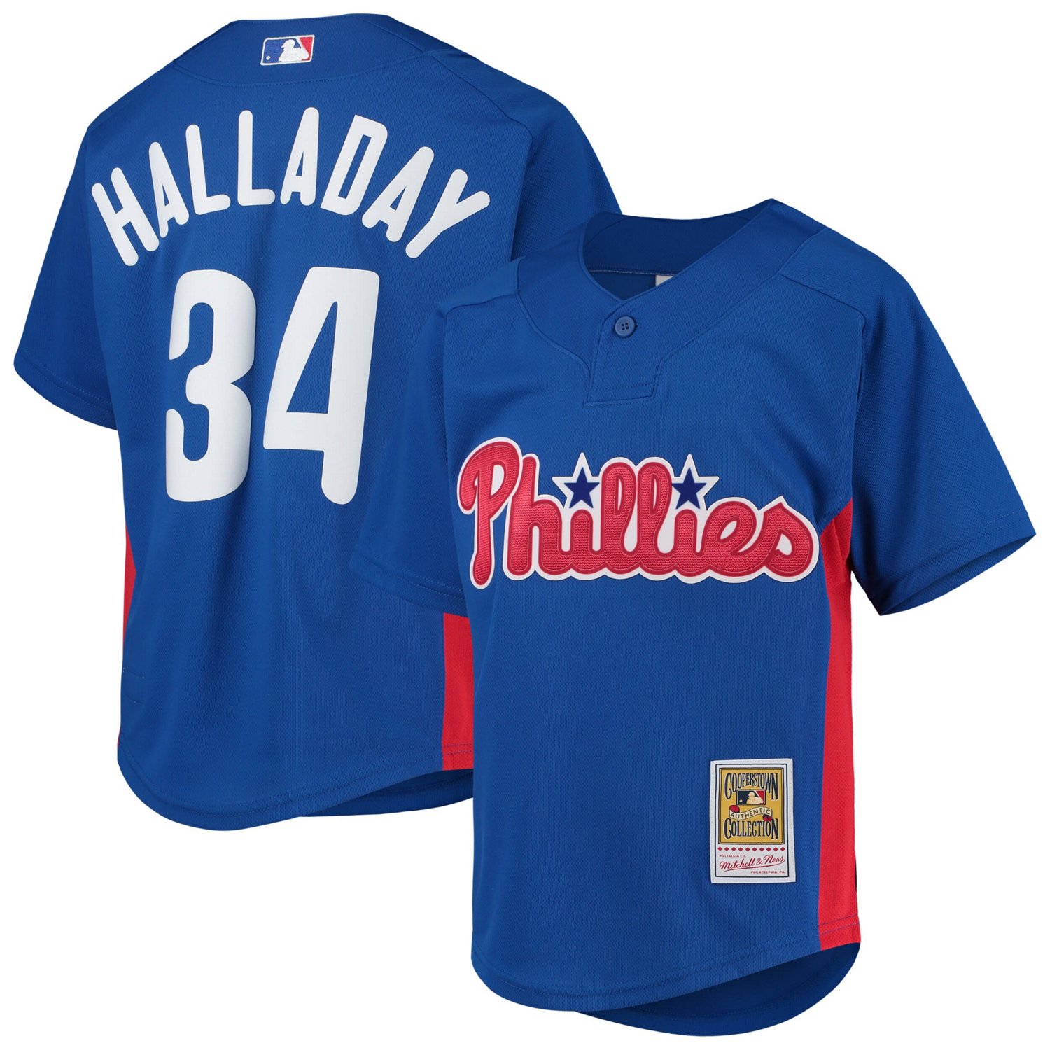 Youth Mitchell  Ness Roy Halladay Philadelphia Phillies Cooperstown Collection Mesh Batting Practice Jersey