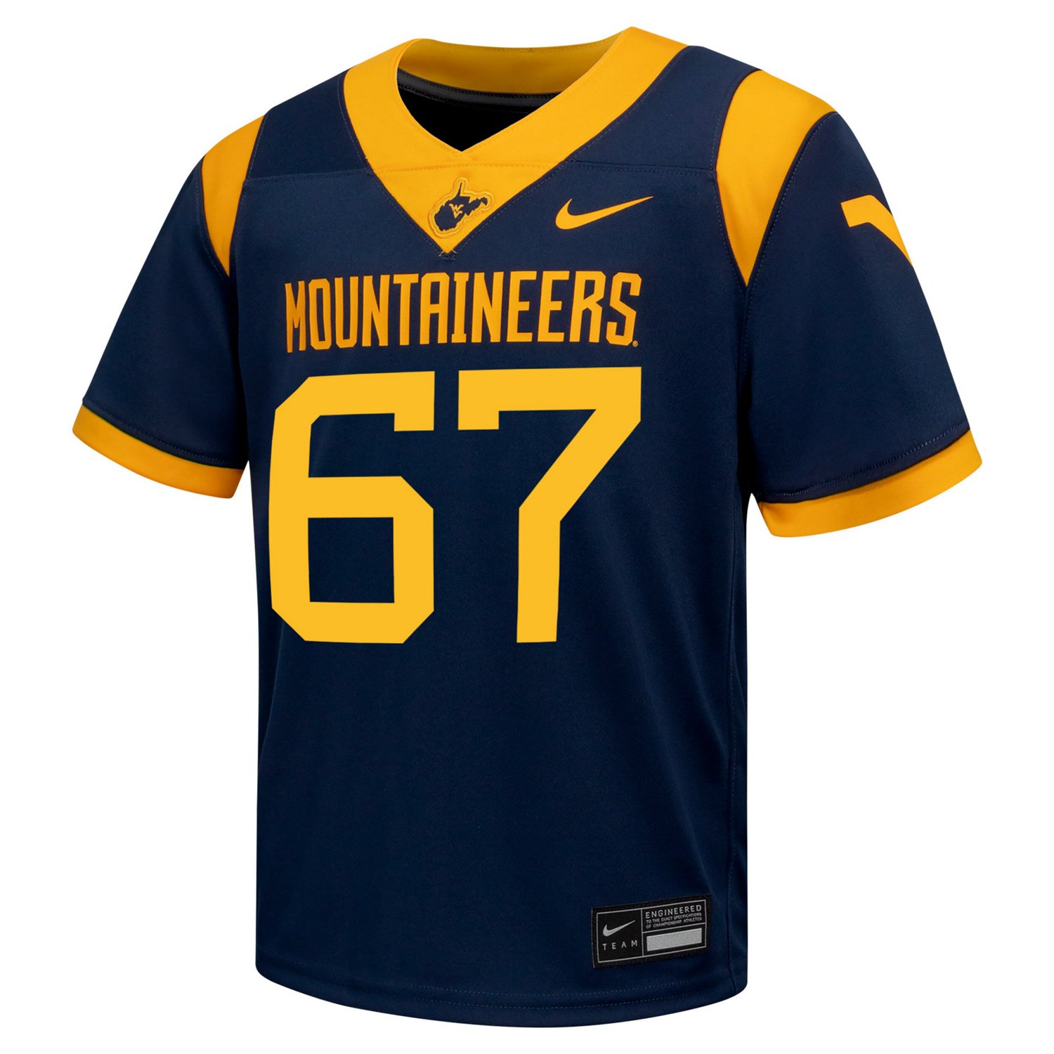 Youth Nike 67 West Virginia Mountaineers Alternate Game Jersey - view number 2