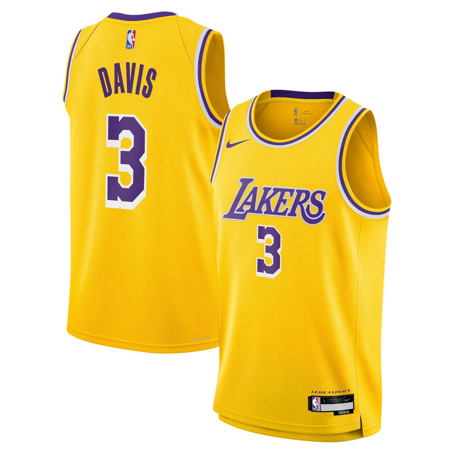 Youth Nike Anthony Davis Los Angeles Lakers Swingman Jersey - Icon Edition                                                       - view number 1