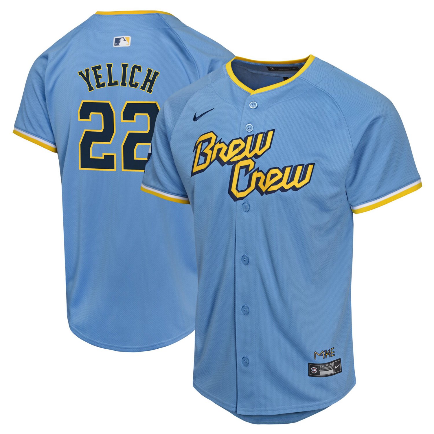 Youth Nike Christian Yelich Powder Milwaukee Brewers City Connect Limited Player Jersey                                          - view number 1