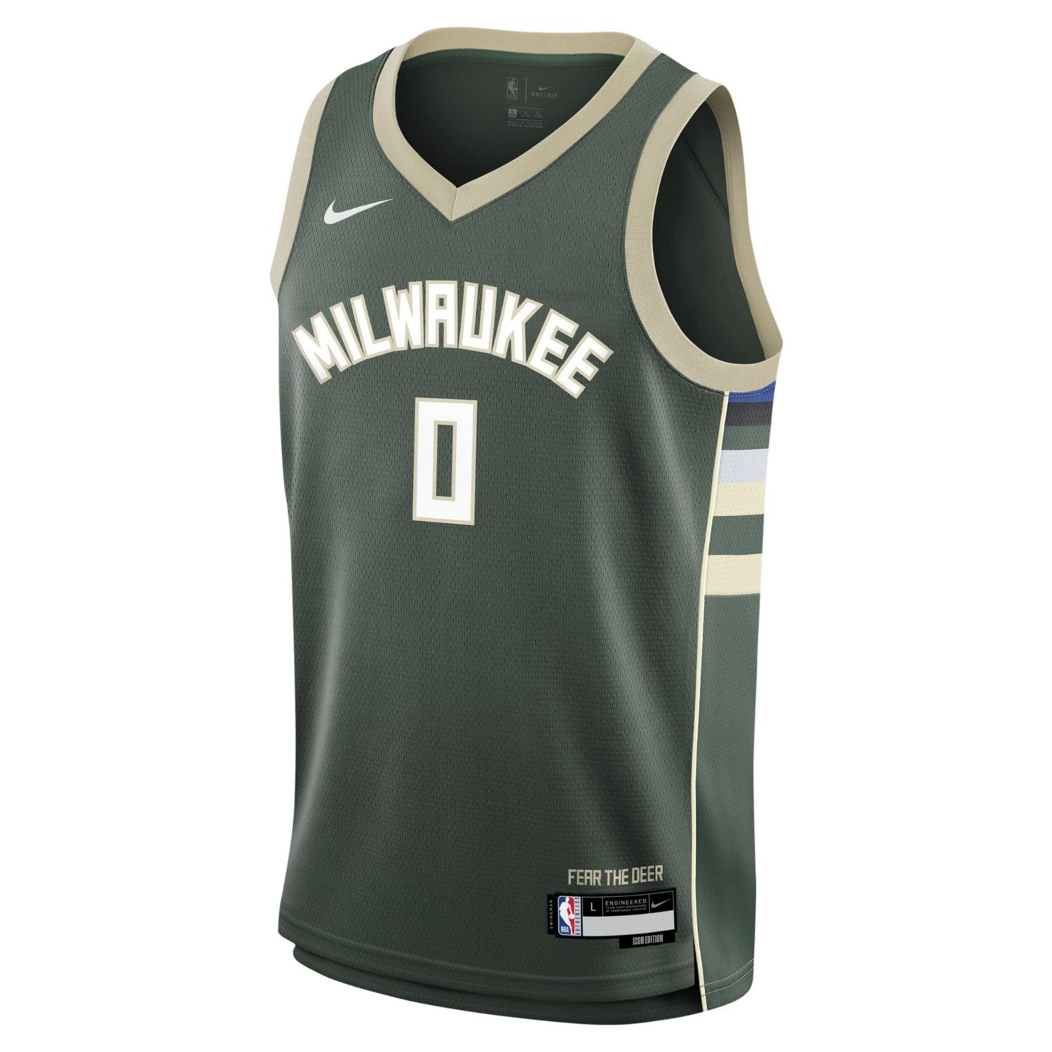 Youth Nike Damian Lillard Hunter Milwaukee Bucks Swingman Jersey - Icon Edition                                                  - view number 2
