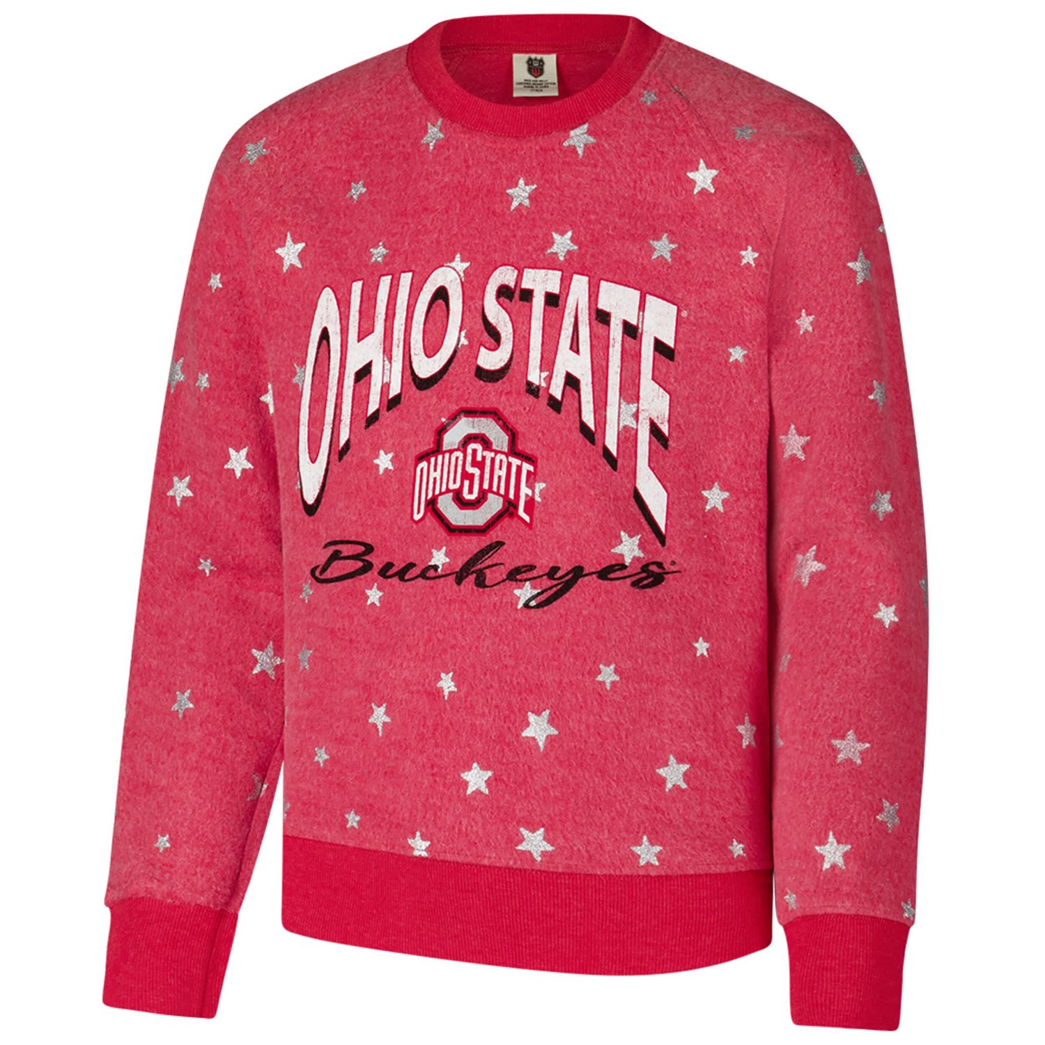 Youth Wes  Willy Ohio State Buckeyes Shimmer Star Reverse Fleece Raglan Pullover Sweatshirt                                      - view number 2