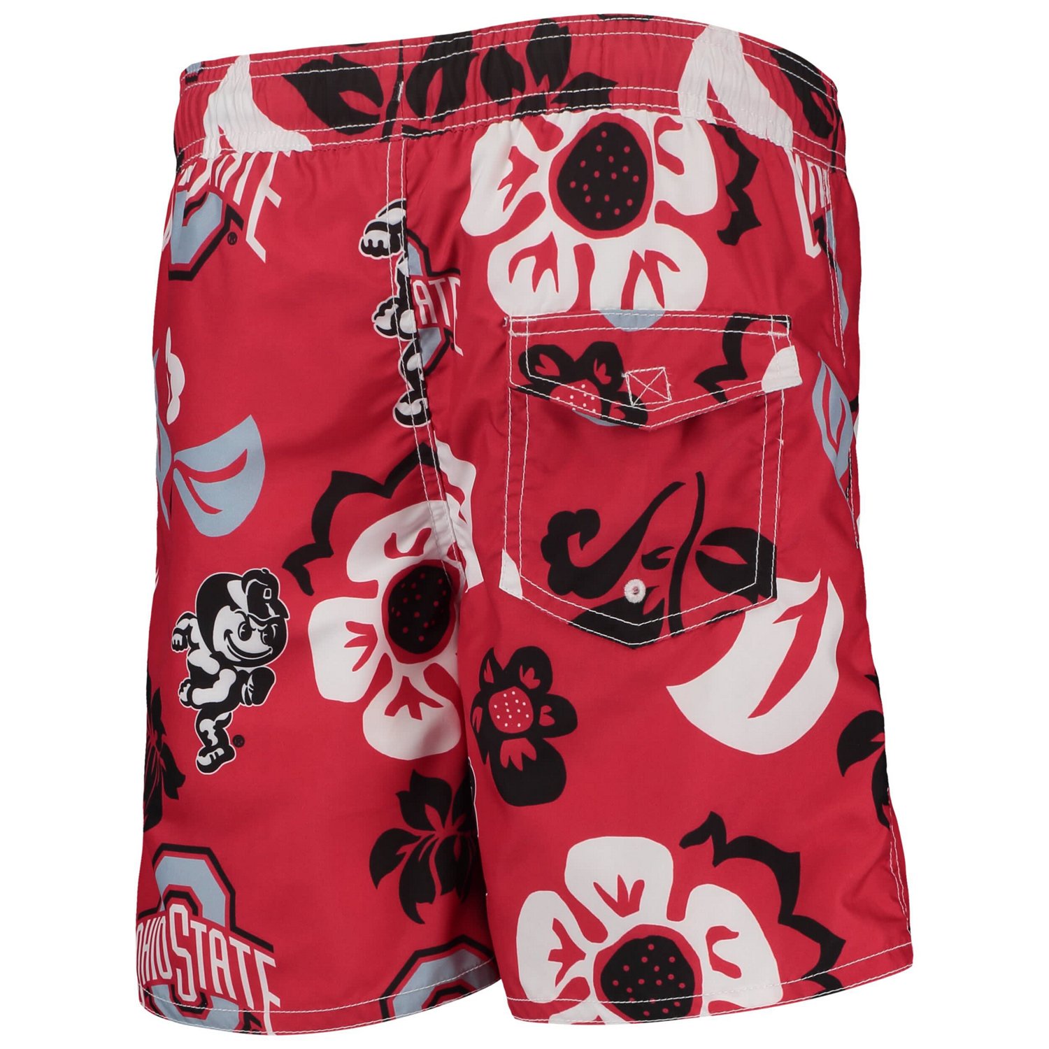 Wes and Willy Youth Ohio State Buckeyes Floral Volley Swim Trunks