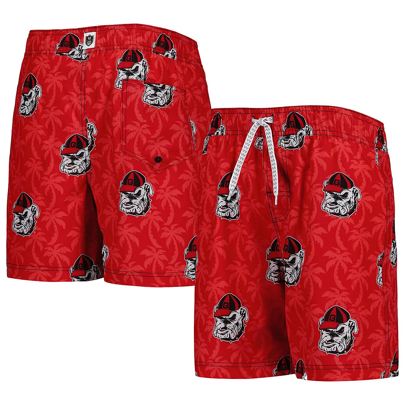 Youth Wes  Willy Georgia Bulldogs Palm Tree Swim Shorts                                                                          - view number 1