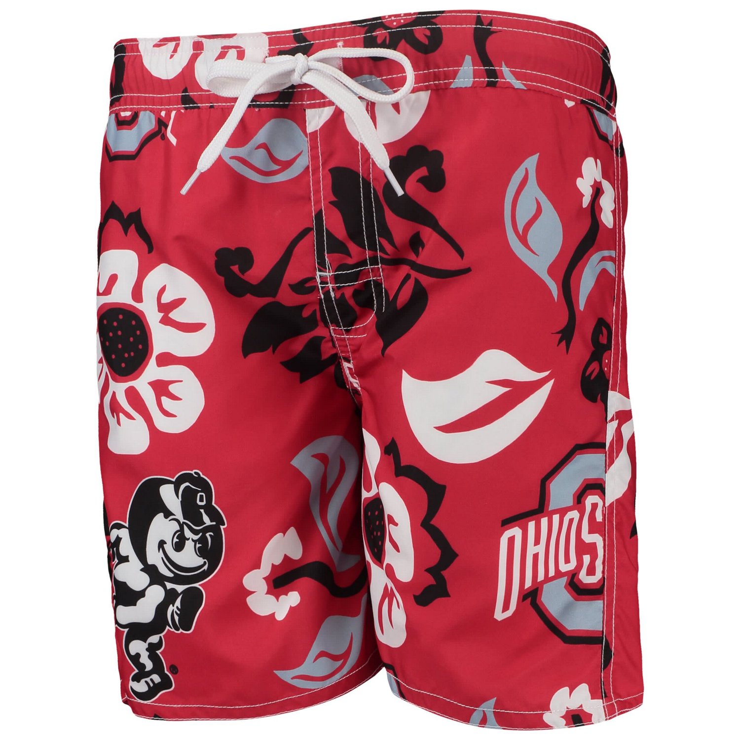 Youth Wes  Willy Ohio State Buckeyes Floral Volley Swim Trunks                                                                   - view number 2