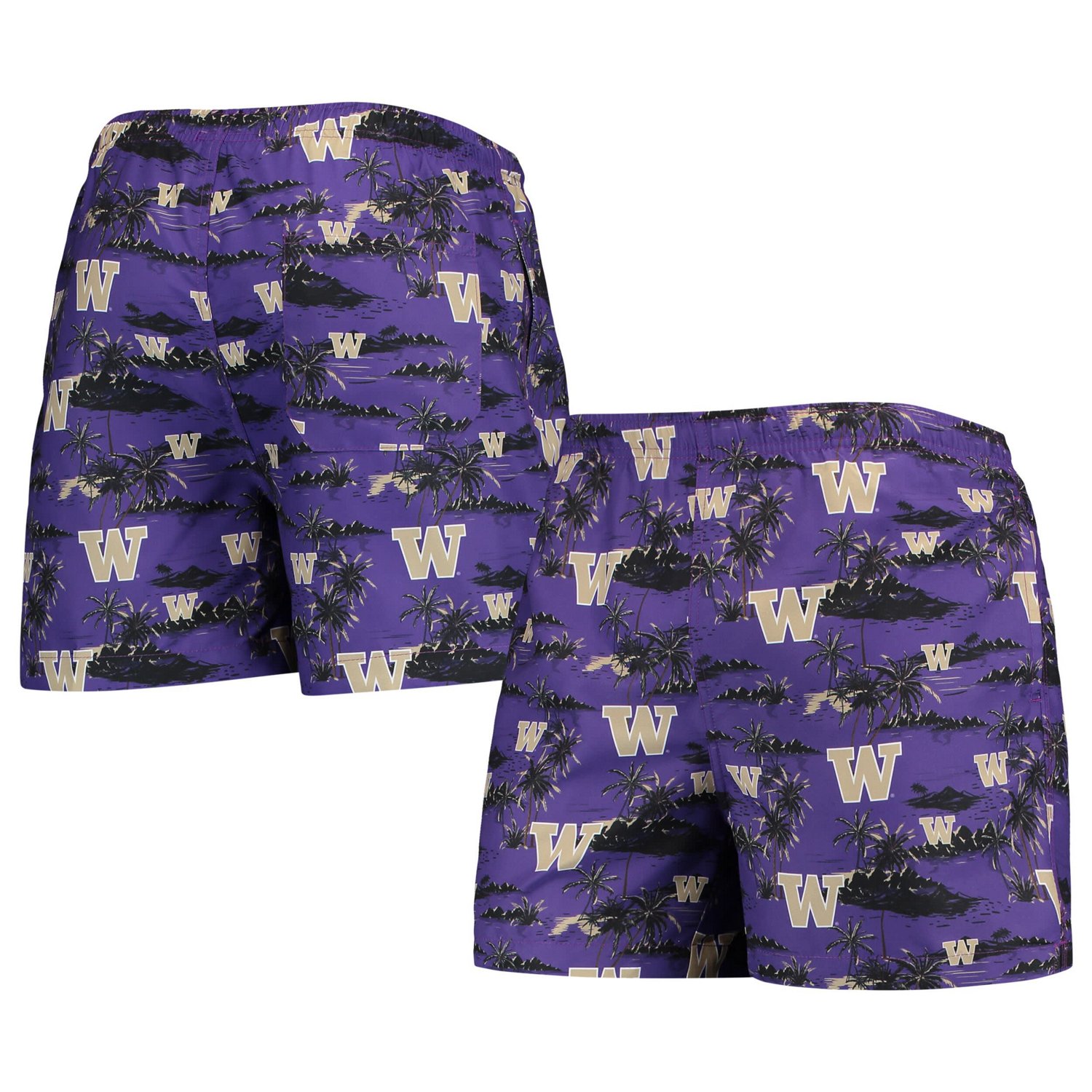 FOCO Washington Huskies Island Palm Swim Trunks