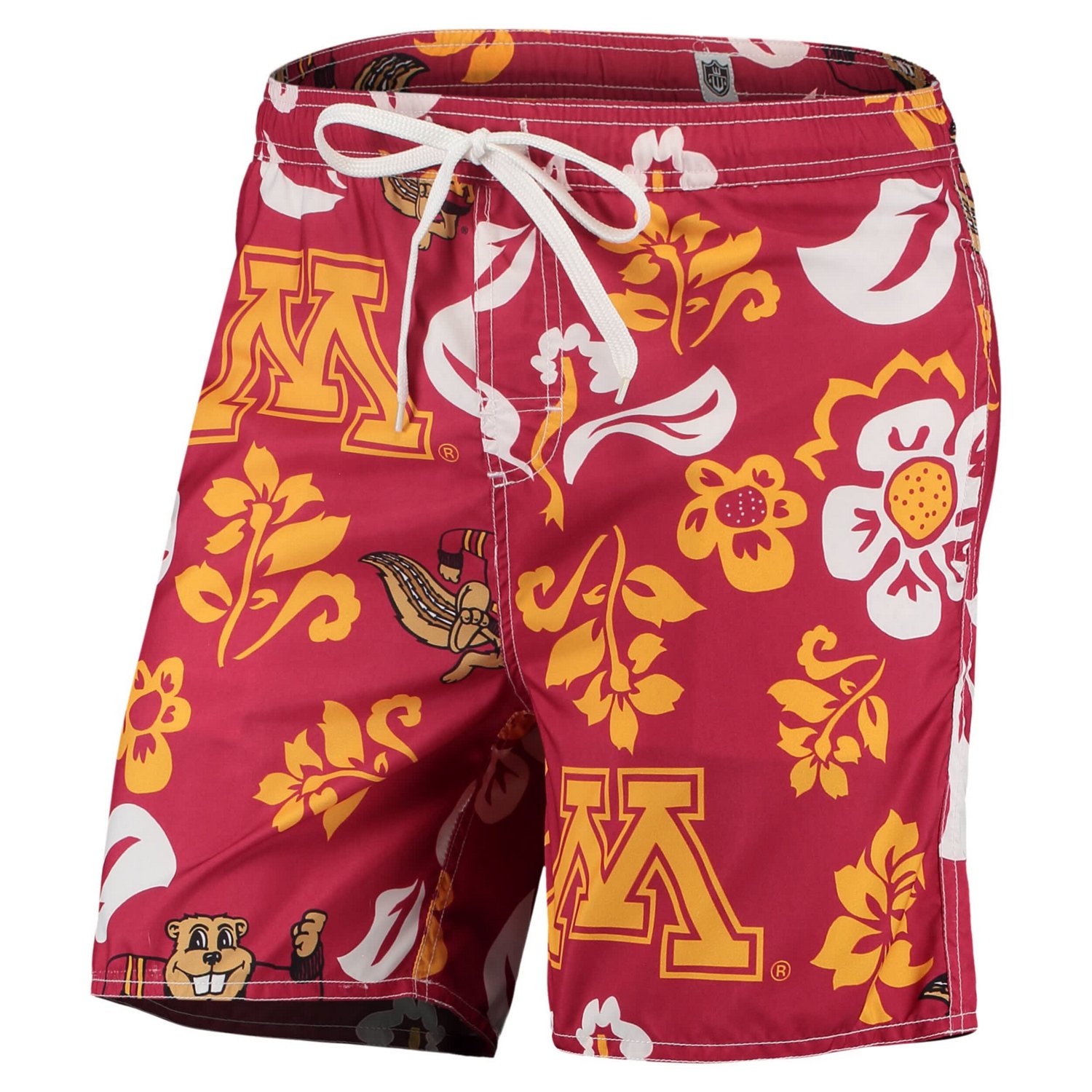 Wes  Willy Minnesota Golden Gophers Floral Volley Logo Swim Trunks - view number 2