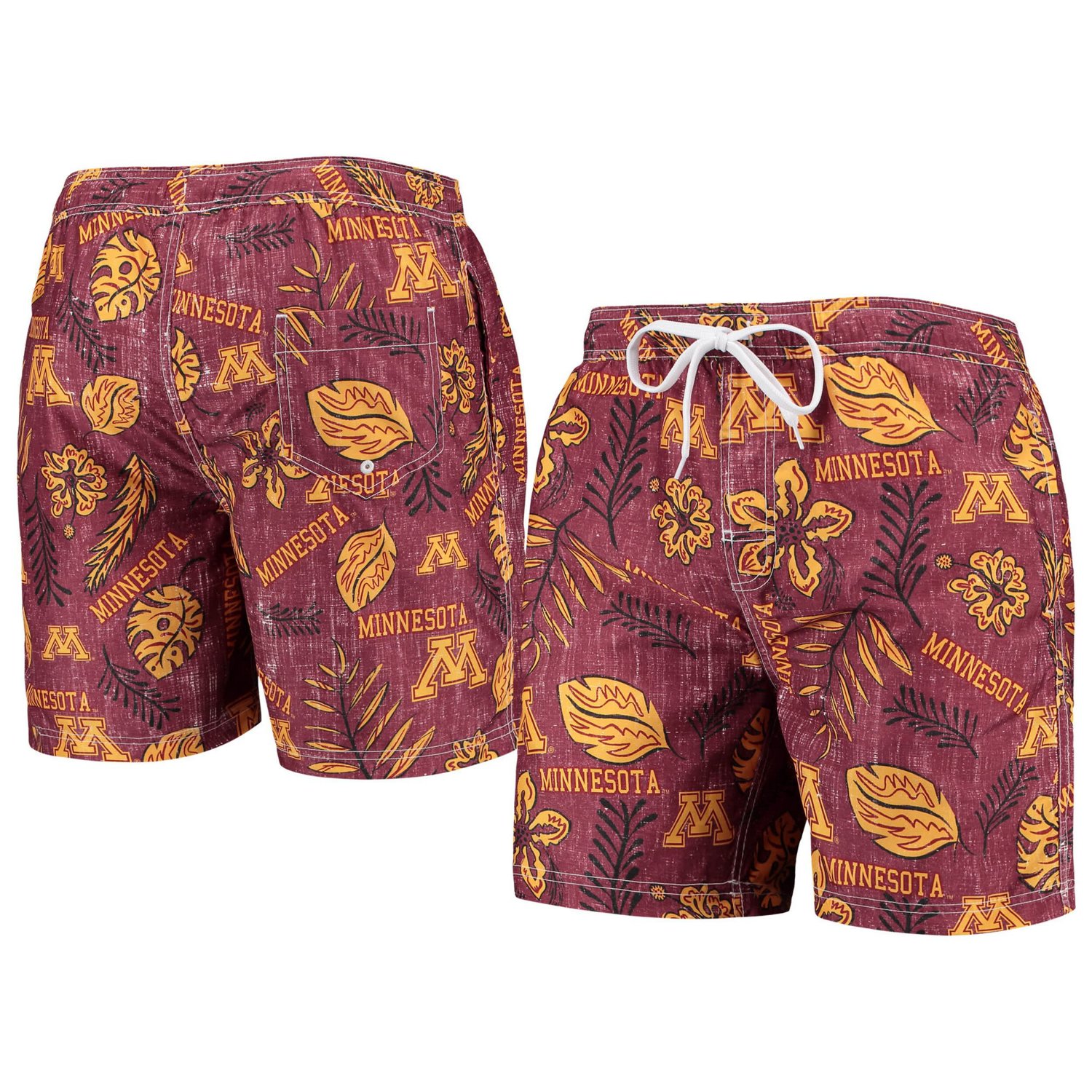 Wes  Willy Minnesota Golden Gophers Vintage Floral Swim Trunks