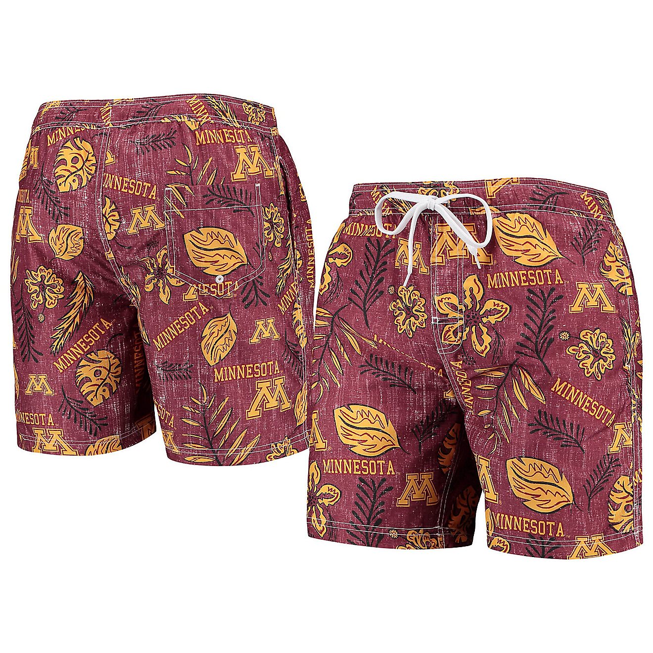 Wes  Willy Minnesota Golden Gophers Vintage Floral Swim Trunks                                                                   - view number 1