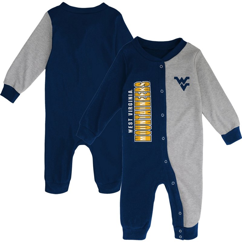 Outerstuff /Heather Gray West Virginia Mountaineers Halftime Two-Tone Sleeper Navy Blue, 24 Months Infant - NCAA Youth Apparel at Academy Sports