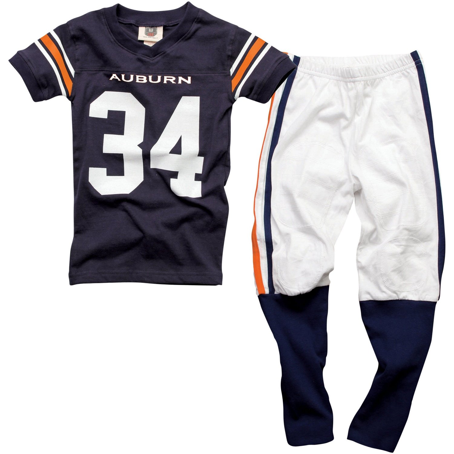 Auburn Tigers 34 Youth Football Pajama Set - Blue