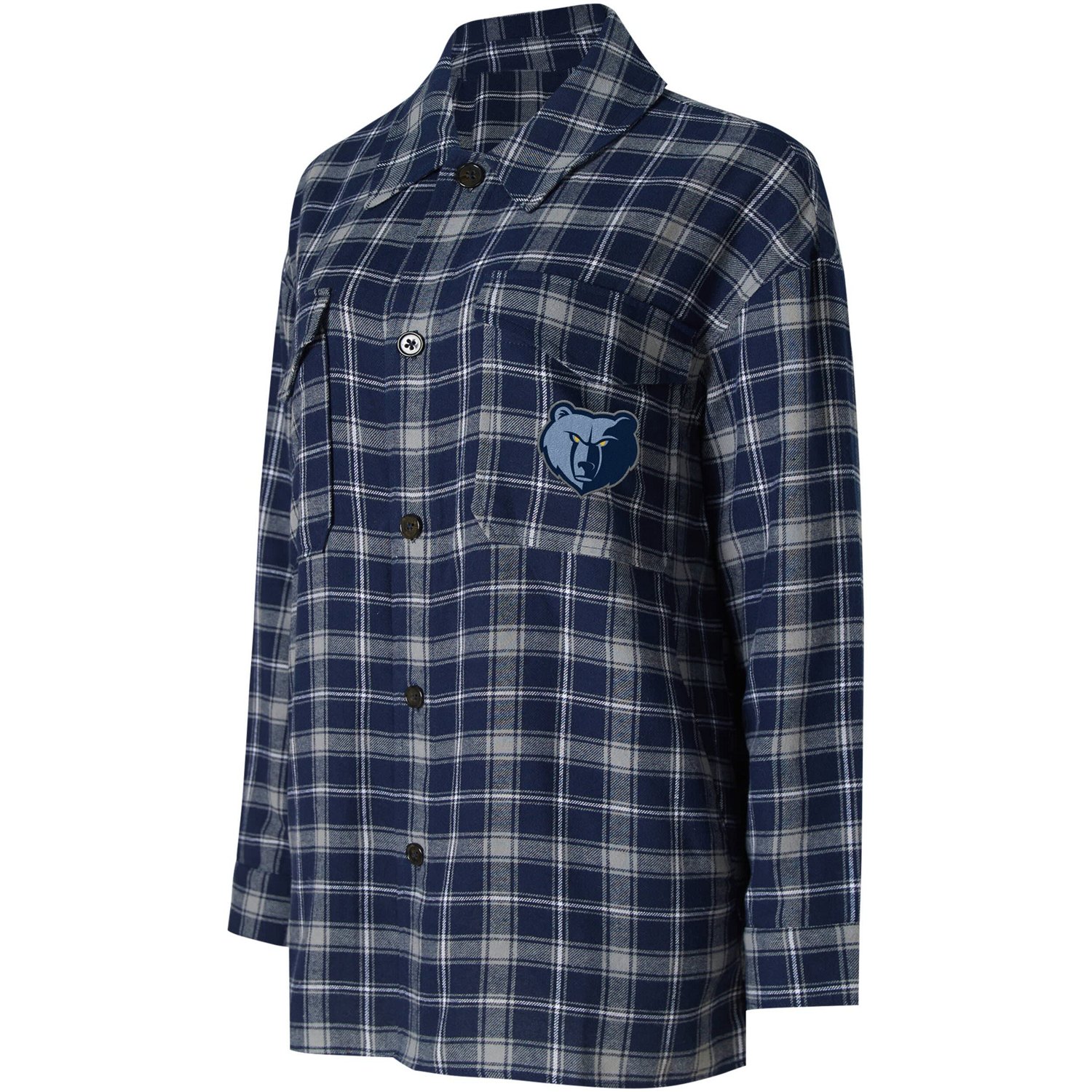 College Concepts /Gray Memphis Grizzlies Boyfriend Button-Up Nightshirt                                                          - view number 2