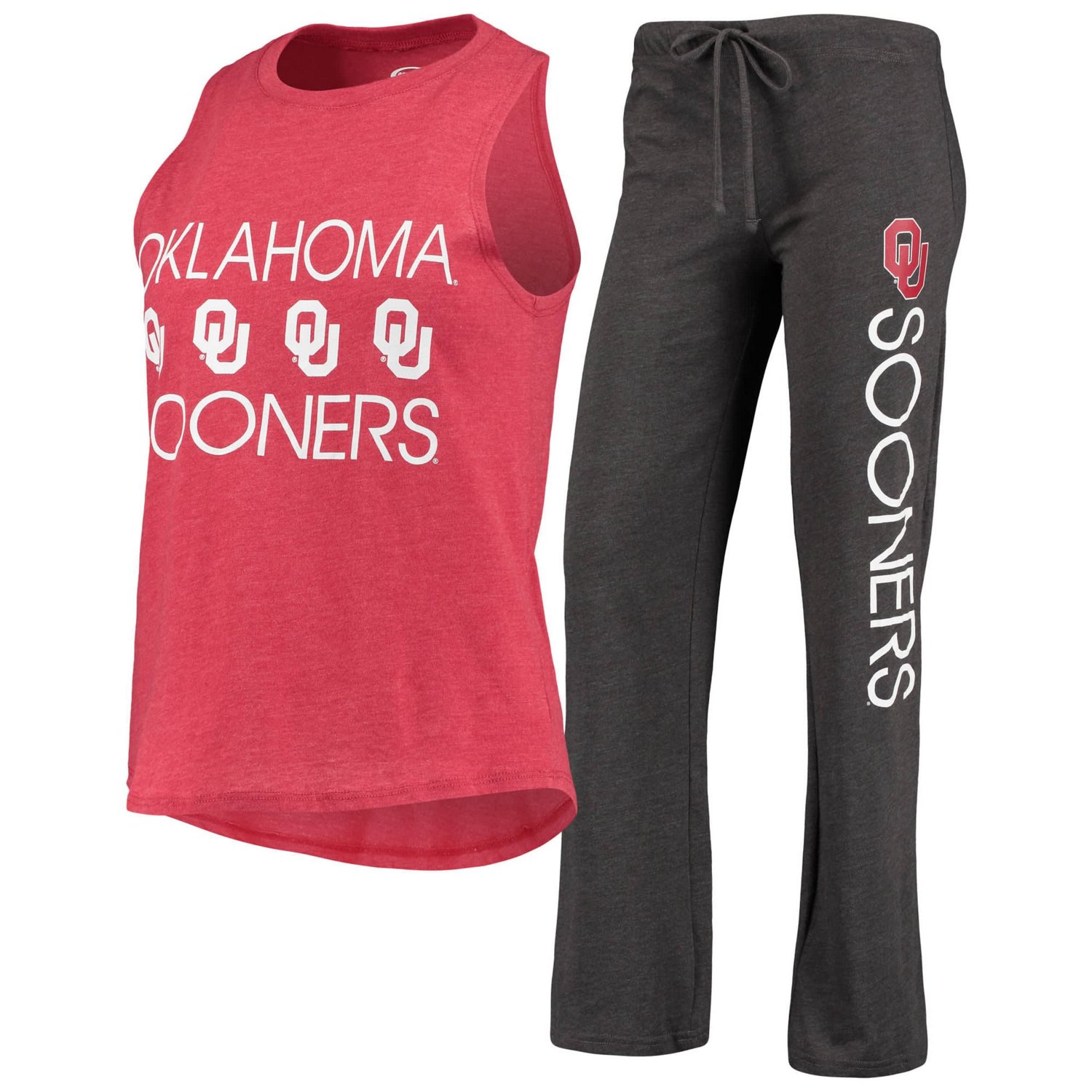 Concepts Sport /Charcoal Oklahoma Sooners Team Tank Top  Pants Sleep Set - view number 1