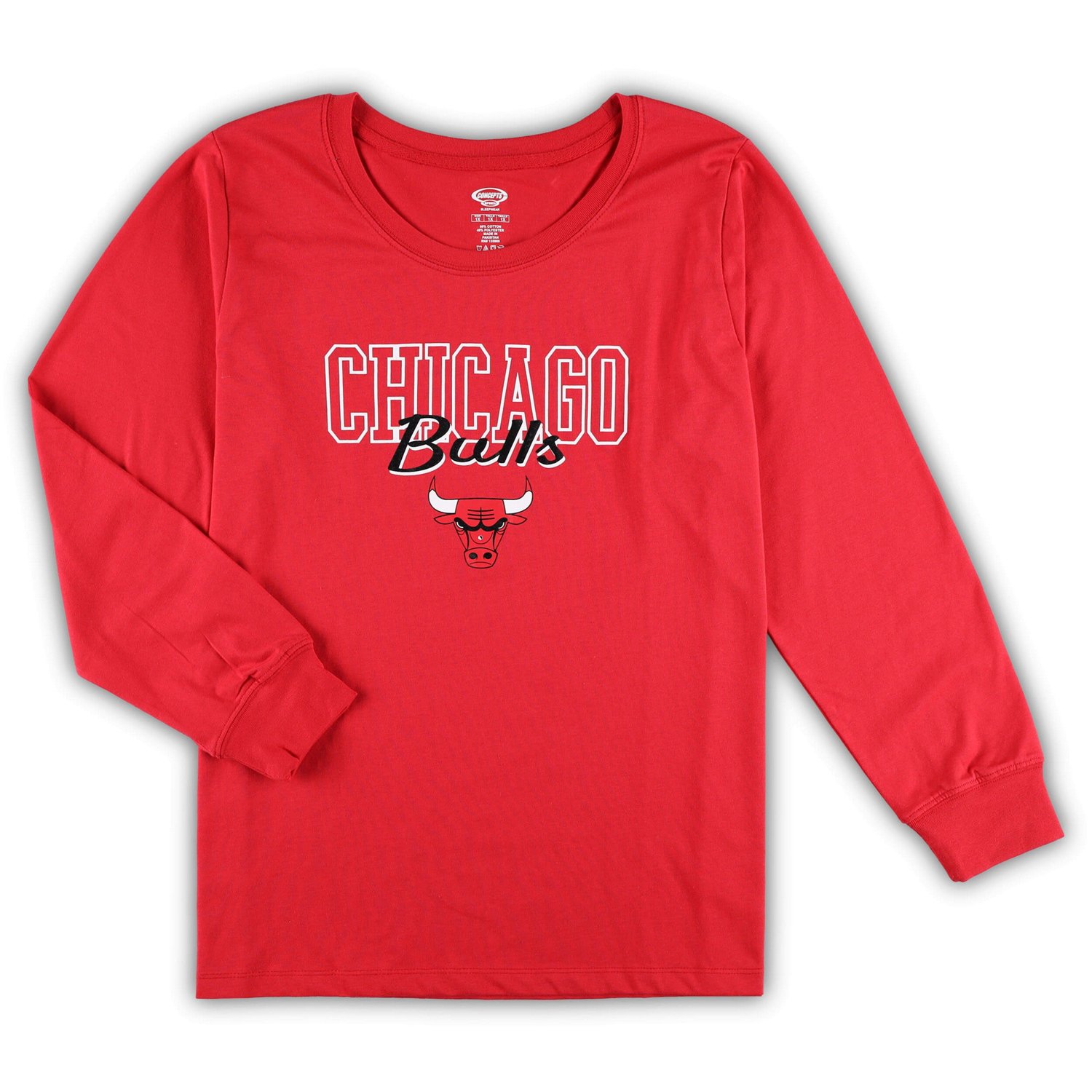Concepts Sport /Heather Gray Chicago Bulls Plus Size Long Sleeve T-Shirt and Shorts Sleep Set                                    - view number 2