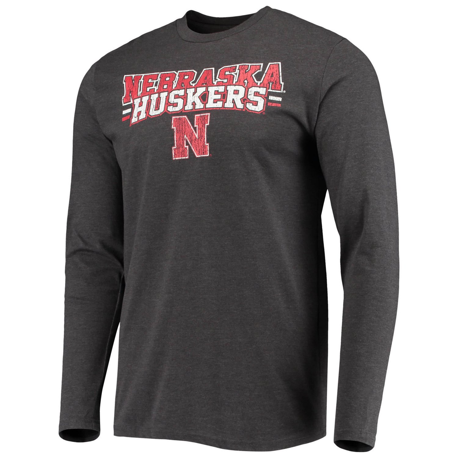 Concepts Sport /Heathered Charcoal Nebraska Huskers Meter Long Sleeve T-Shirt  Pants Sleep Set - view number 2