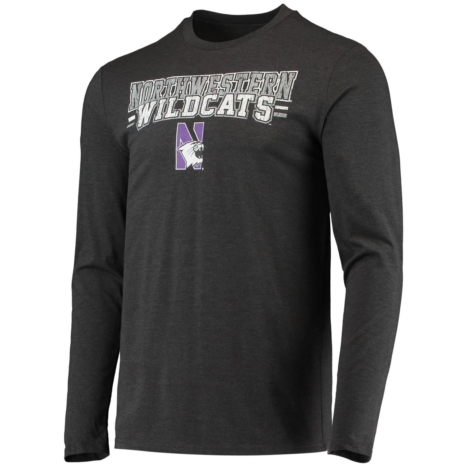 Concepts Sport /Heathered Charcoal Northwestern Wildcats Meter Long Sleeve T-Shirt  Pants Sleep Set - view number 2