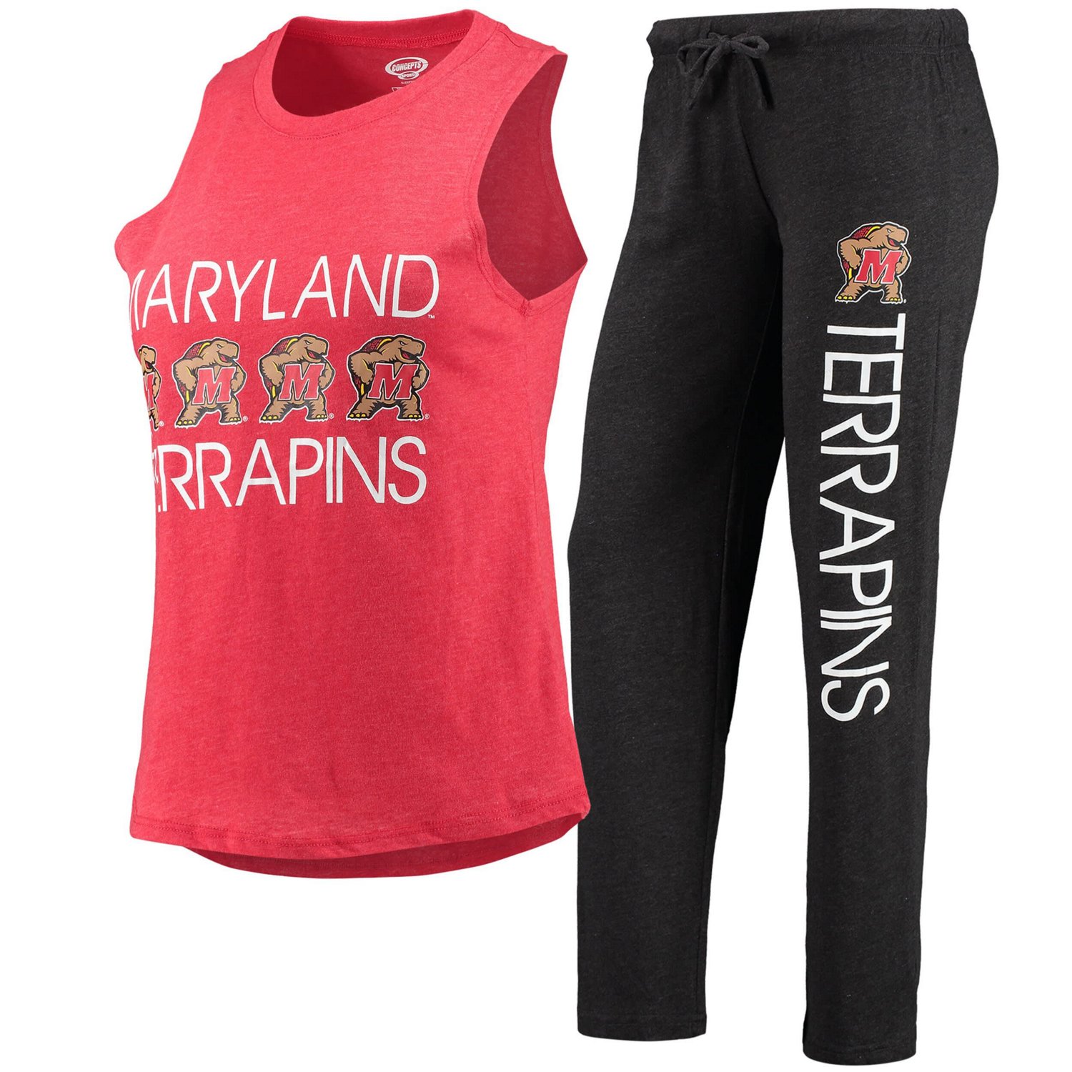 Concepts Sport /Red Maryland Terrapins Tank Top  Pants Sleep Set                                                                