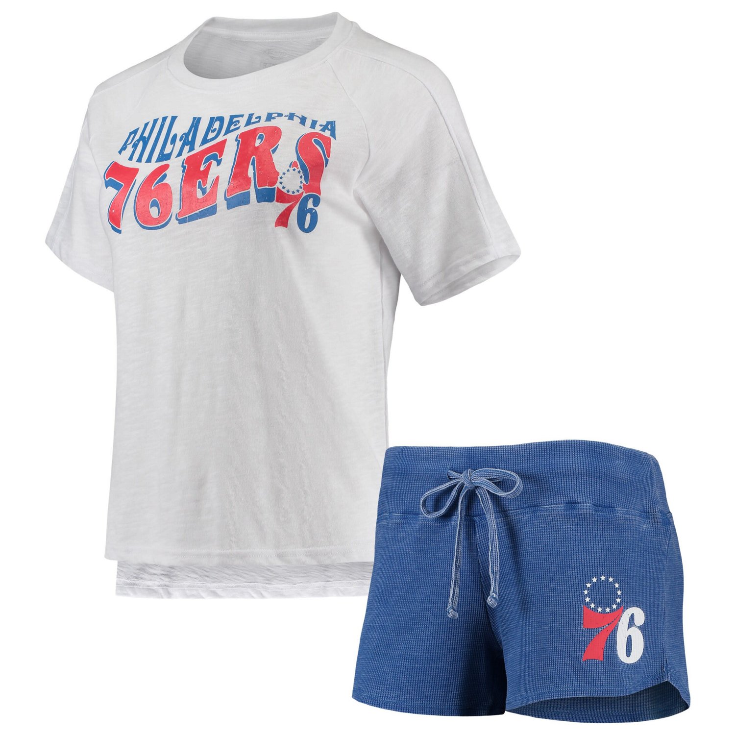 Concepts Sport /White Philadelphia 76ers Resurgence Slub Burnout Raglan T-Shirt  Shorts Sleep Set