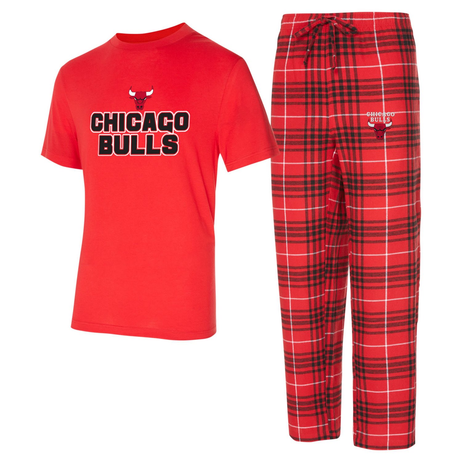 Concepts Sport Black Chicago Bulls Vector T-Shirt  Flannel Pants Sleep Set
