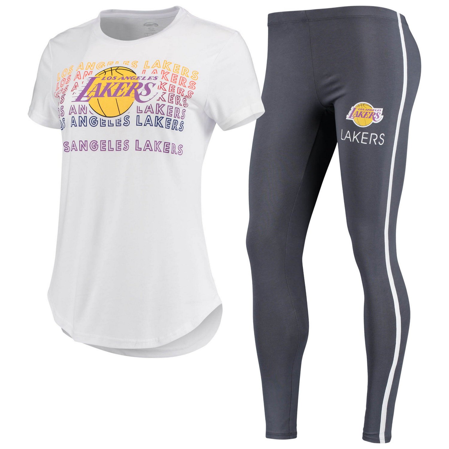 Concepts Sport /Charcoal Los Angeles Lakers Sonata T-Shirt  Leggings Set