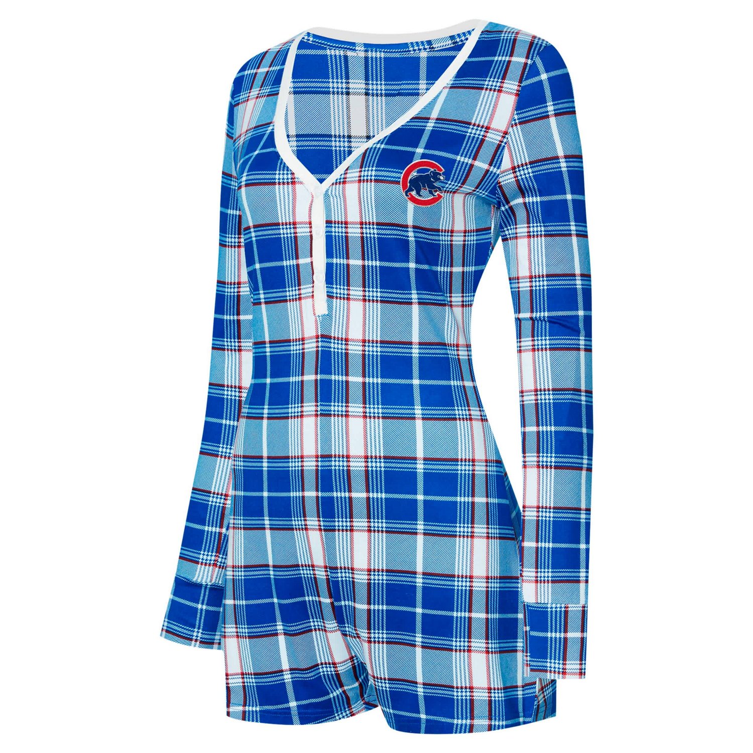 Concepts Sport Chicago Cubs Ashford Plaid V-Neck Knit Romper - view number 2