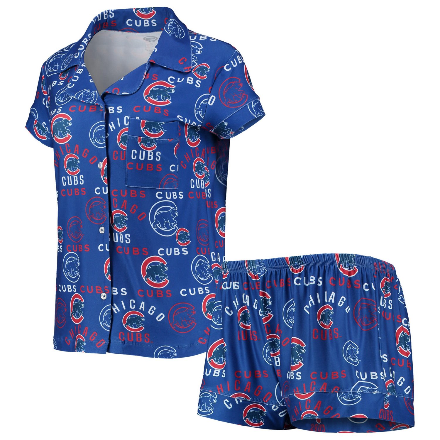 Concepts Sport Chicago Cubs Flagship Allover Print Top  Shorts Sleep Set                                                         - view number 1